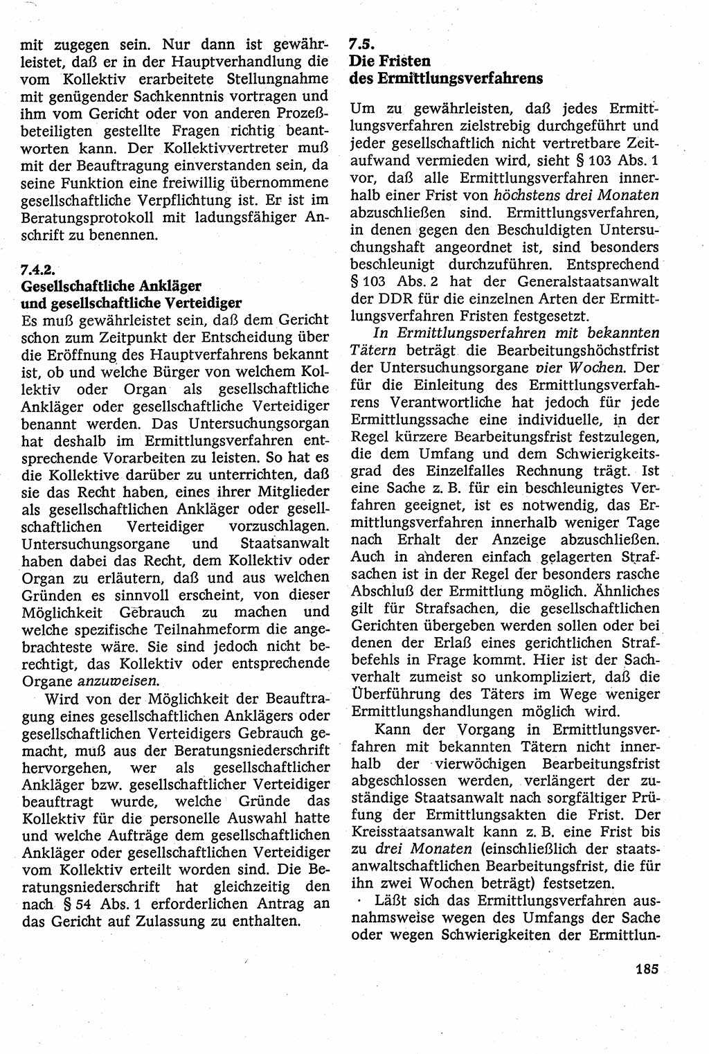 Strafverfahrensrecht [Deutsche Demokratische Republik (DDR)], Lehrbuch 1982, Seite 185 (Strafverf.-R. DDR Lb. 1982, S. 185)