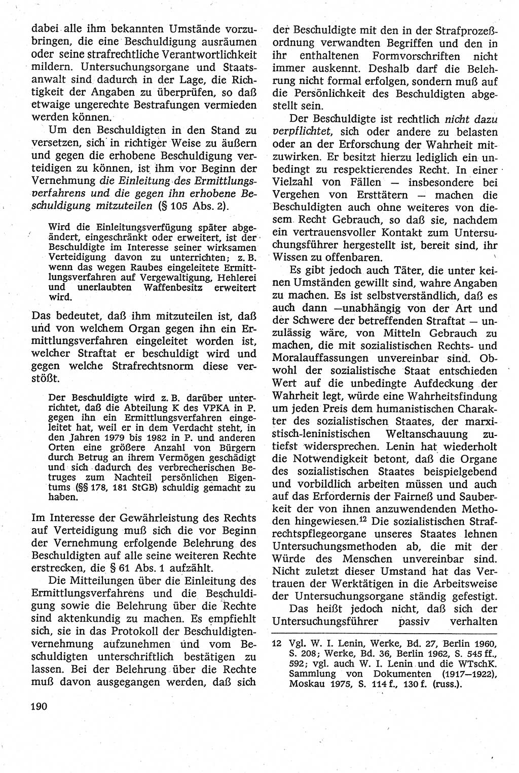 Strafverfahrensrecht [Deutsche Demokratische Republik (DDR)], Lehrbuch 1982, Seite 190 (Strafverf.-R. DDR Lb. 1982, S. 190)