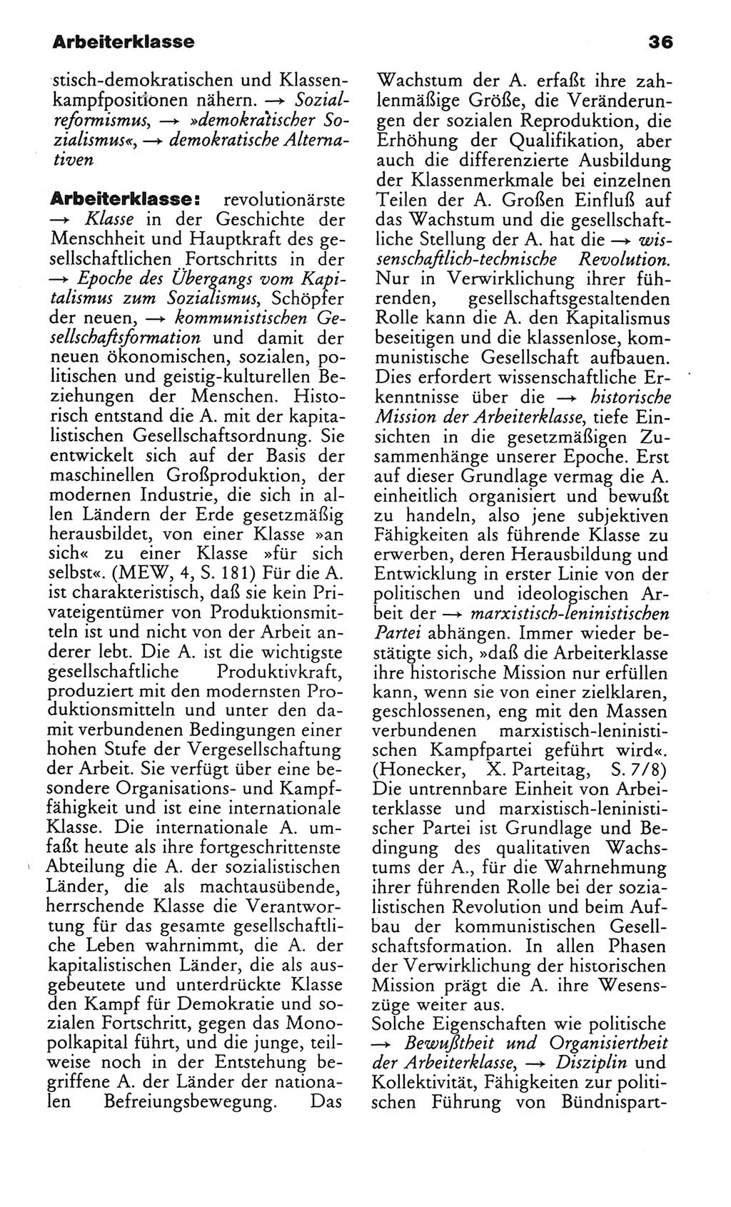 Wörterbuch des wissenschaftlichen Kommunismus [Deutsche Demokratische Republik (DDR)] 1982, Seite 36 (Wb. wiss. Komm. DDR 1982, S. 36)