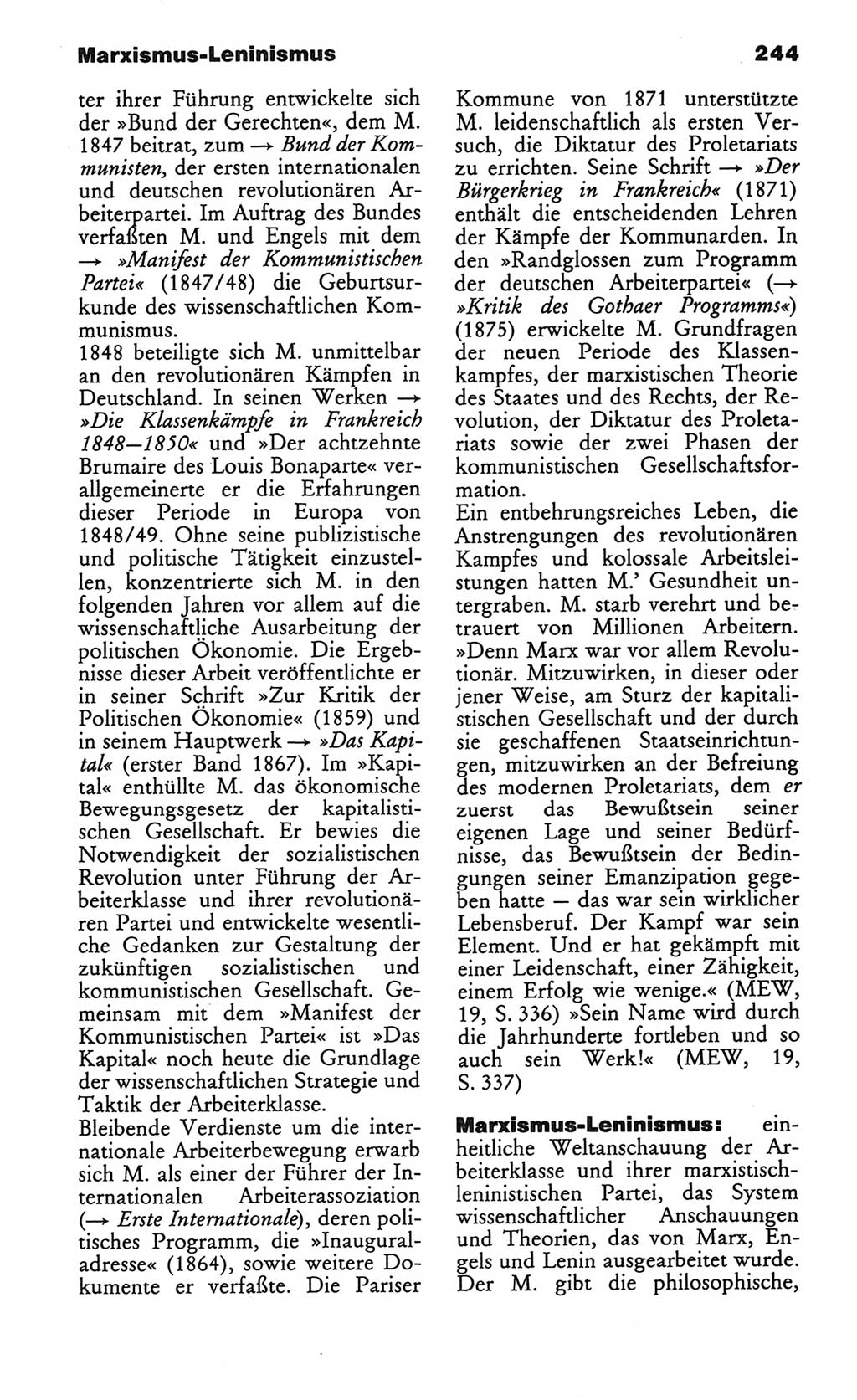 Wörterbuch des wissenschaftlichen Kommunismus [Deutsche Demokratische Republik (DDR)] 1982, Seite 244 (Wb. wiss. Komm. DDR 1982, S. 244)