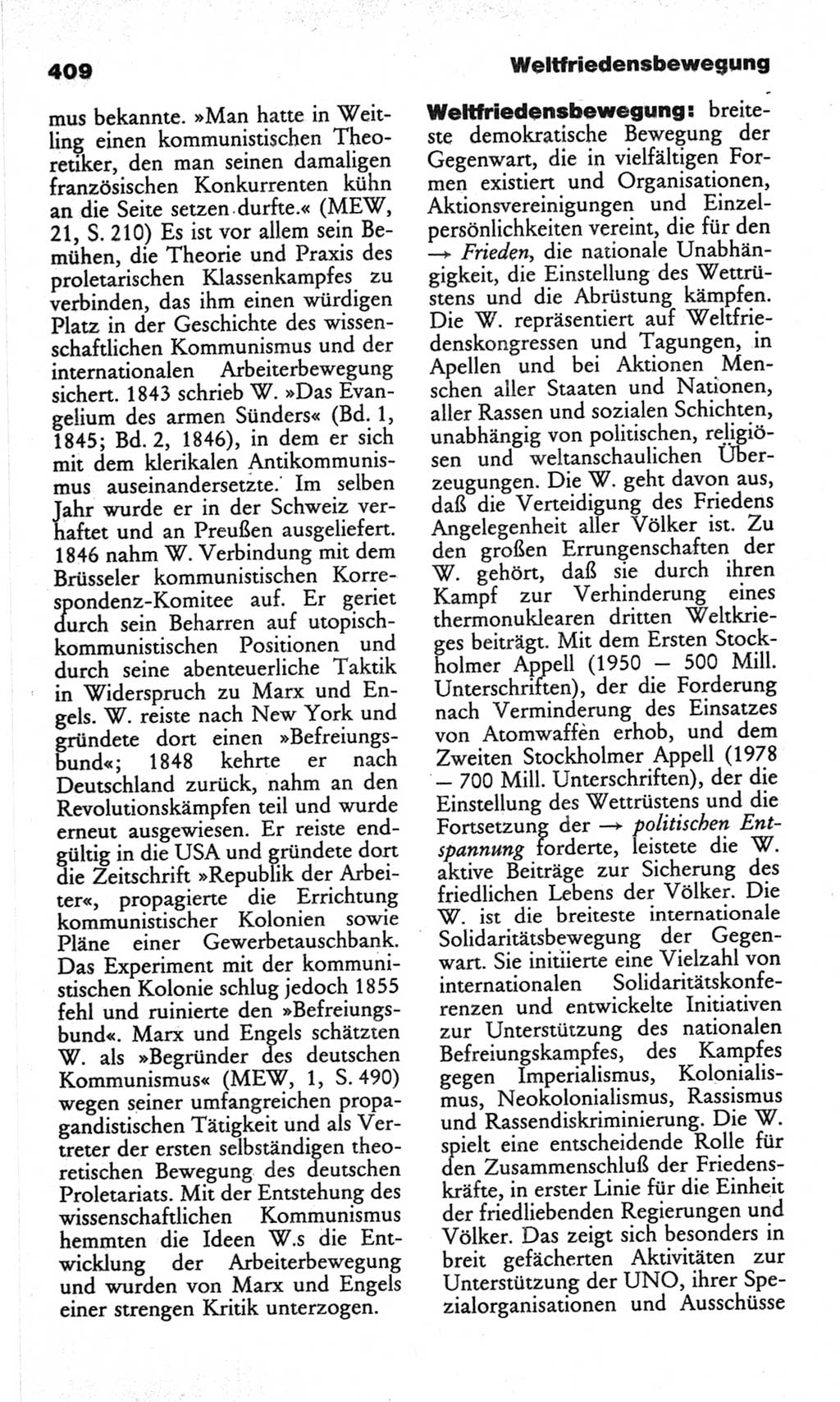 Wörterbuch des wissenschaftlichen Kommunismus [Deutsche Demokratische Republik (DDR)] 1982, Seite 409 (Wb. wiss. Komm. DDR 1982, S. 409)