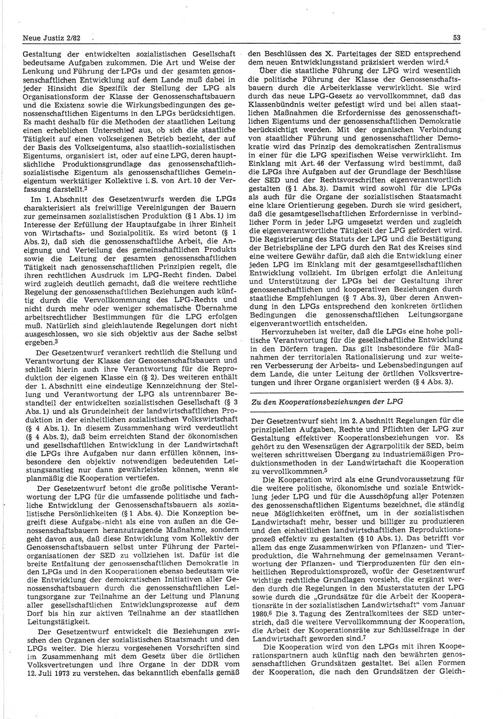 Neue Justiz (NJ), Zeitschrift für sozialistisches Recht und Gesetzlichkeit [Deutsche Demokratische Republik (DDR)], 36. Jahrgang 1982, Seite 53 (NJ DDR 1982, S. 53)