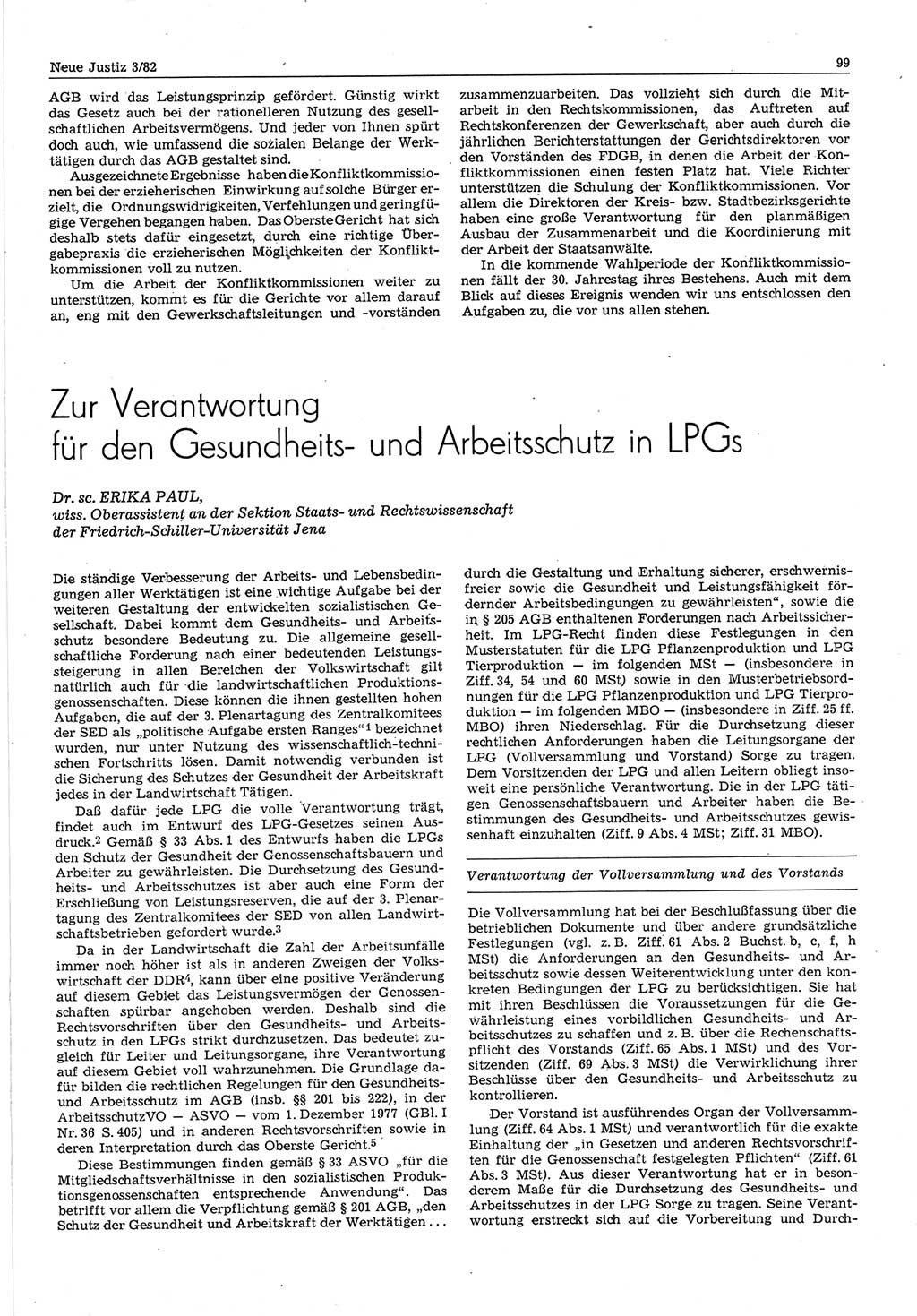 Neue Justiz (NJ), Zeitschrift für sozialistisches Recht und Gesetzlichkeit [Deutsche Demokratische Republik (DDR)], 36. Jahrgang 1982, Seite 99 (NJ DDR 1982, S. 99)