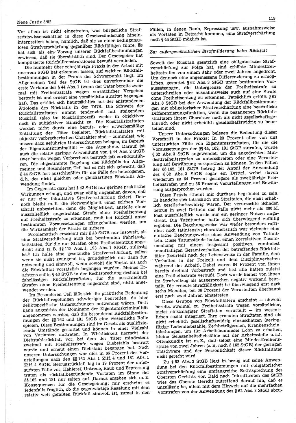 Neue Justiz (NJ), Zeitschrift für sozialistisches Recht und Gesetzlichkeit [Deutsche Demokratische Republik (DDR)], 36. Jahrgang 1982, Seite 119 (NJ DDR 1982, S. 119)