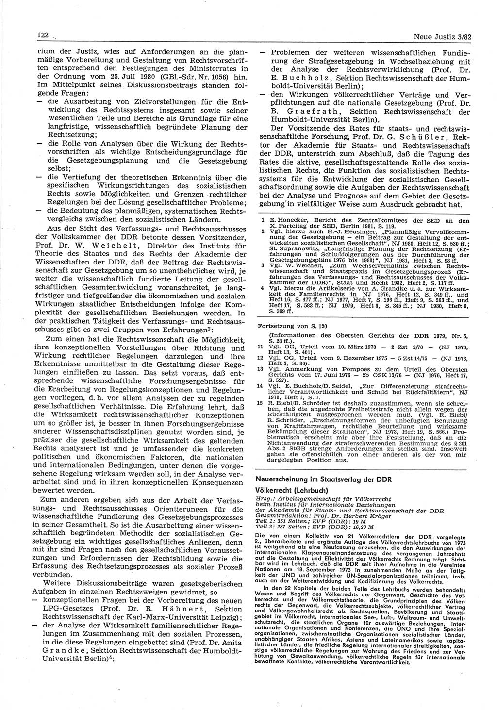 Neue Justiz (NJ), Zeitschrift für sozialistisches Recht und Gesetzlichkeit [Deutsche Demokratische Republik (DDR)], 36. Jahrgang 1982, Seite 122 (NJ DDR 1982, S. 122)