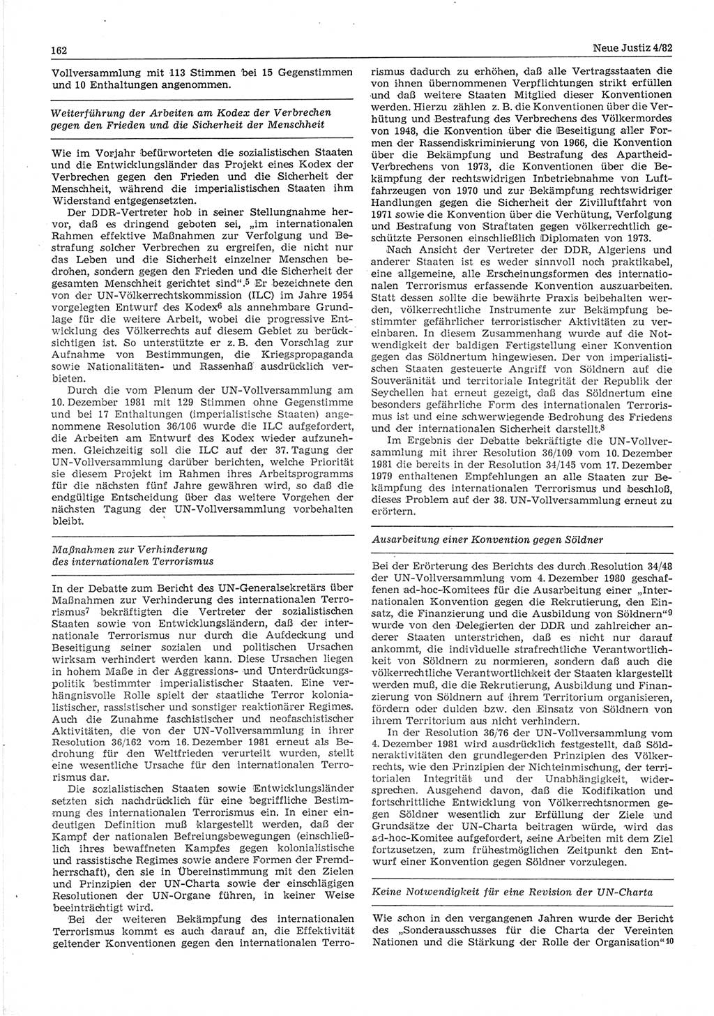 Neue Justiz (NJ), Zeitschrift für sozialistisches Recht und Gesetzlichkeit [Deutsche Demokratische Republik (DDR)], 36. Jahrgang 1982, Seite 162 (NJ DDR 1982, S. 162)