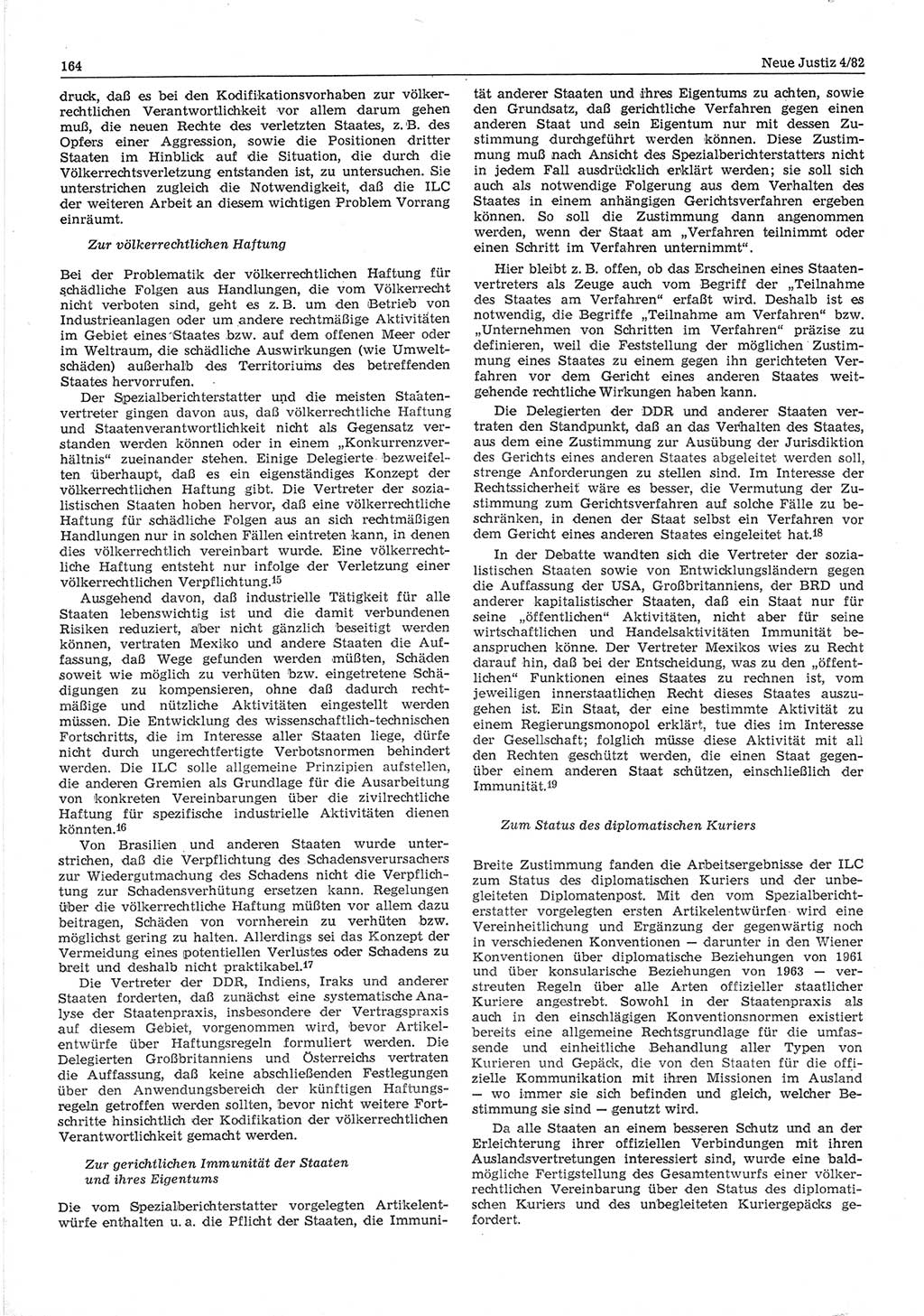 Neue Justiz (NJ), Zeitschrift für sozialistisches Recht und Gesetzlichkeit [Deutsche Demokratische Republik (DDR)], 36. Jahrgang 1982, Seite 164 (NJ DDR 1982, S. 164)