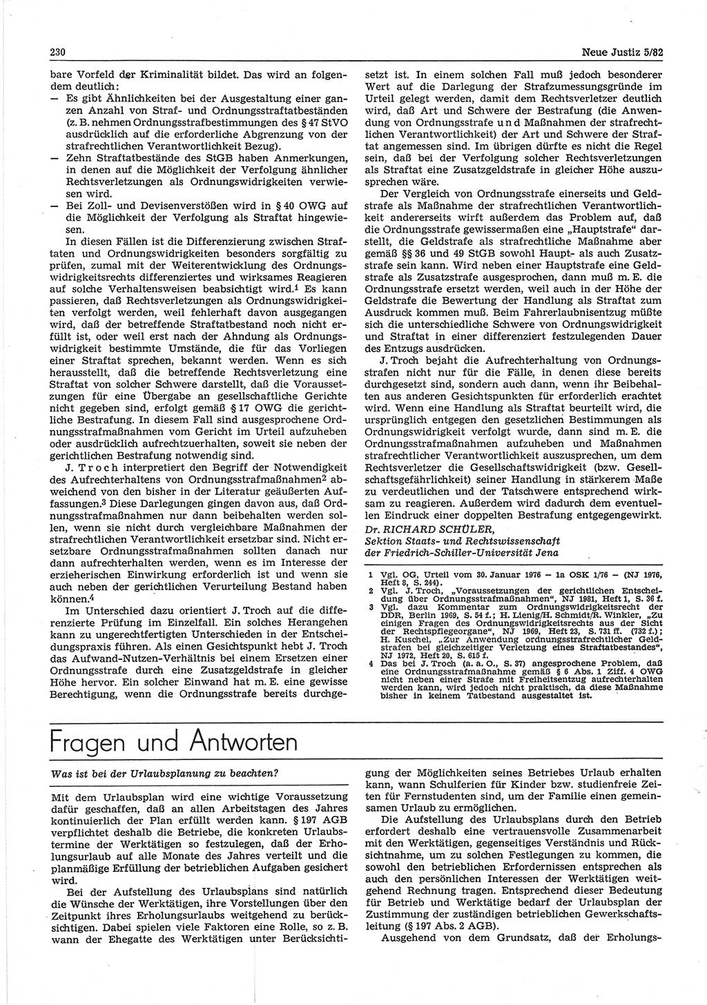 Neue Justiz (NJ), Zeitschrift für sozialistisches Recht und Gesetzlichkeit [Deutsche Demokratische Republik (DDR)], 36. Jahrgang 1982, Seite 230 (NJ DDR 1982, S. 230)