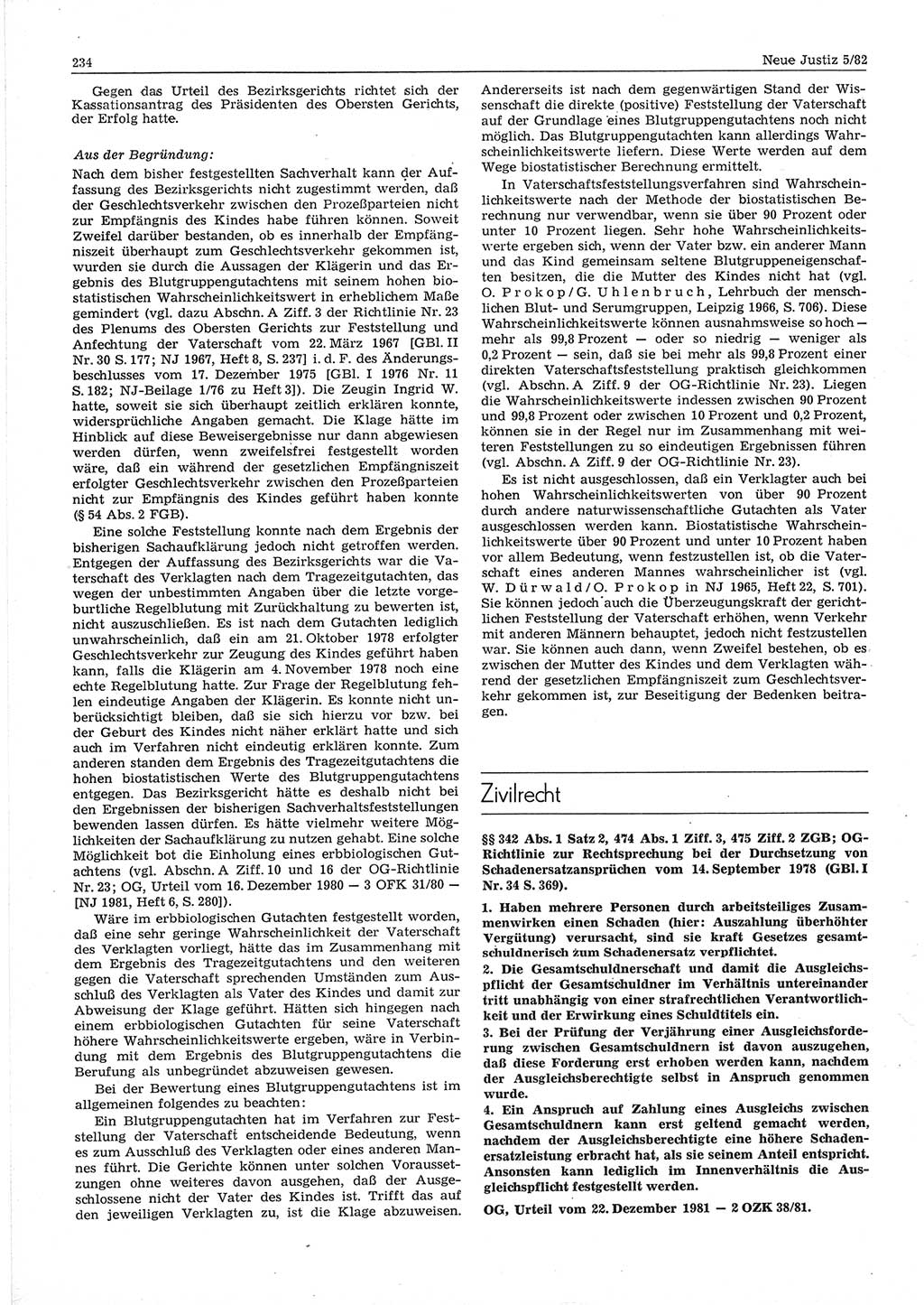 Neue Justiz (NJ), Zeitschrift für sozialistisches Recht und Gesetzlichkeit [Deutsche Demokratische Republik (DDR)], 36. Jahrgang 1982, Seite 234 (NJ DDR 1982, S. 234)