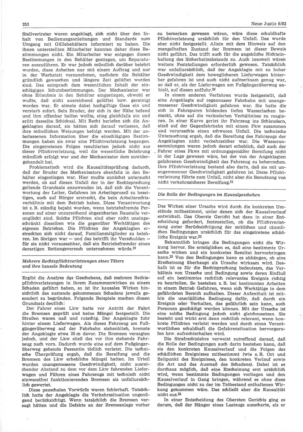 Neue Justiz (NJ), Zeitschrift für sozialistisches Recht und Gesetzlichkeit [Deutsche Demokratische Republik (DDR)], 36. Jahrgang 1982, Seite 252 (NJ DDR 1982, S. 252)