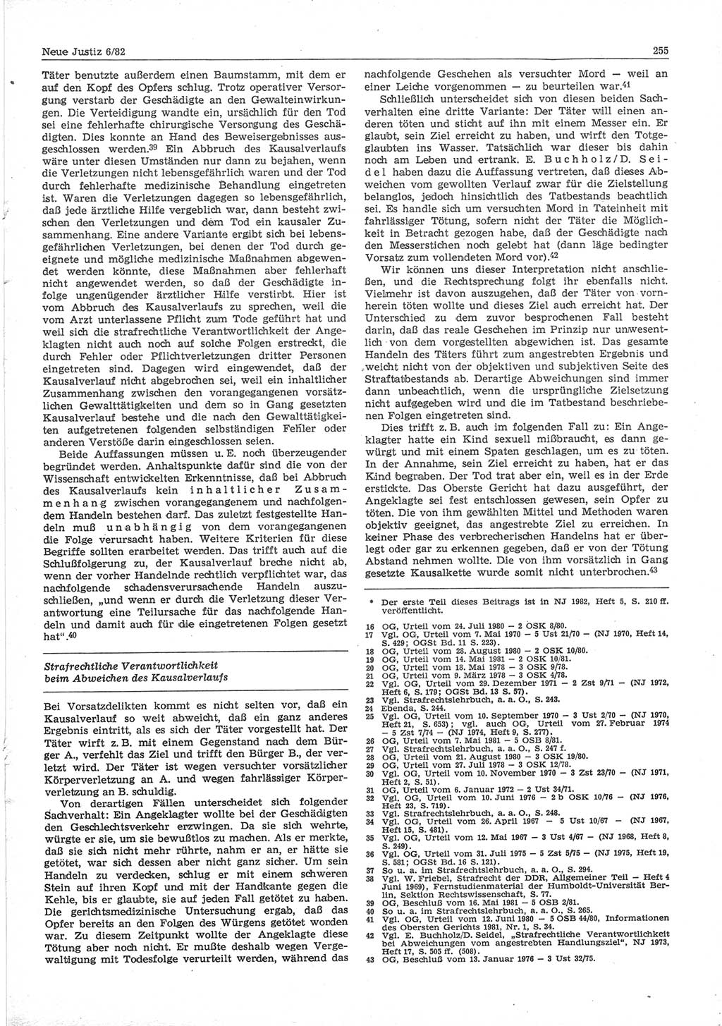 Neue Justiz (NJ), Zeitschrift für sozialistisches Recht und Gesetzlichkeit [Deutsche Demokratische Republik (DDR)], 36. Jahrgang 1982, Seite 255 (NJ DDR 1982, S. 255)