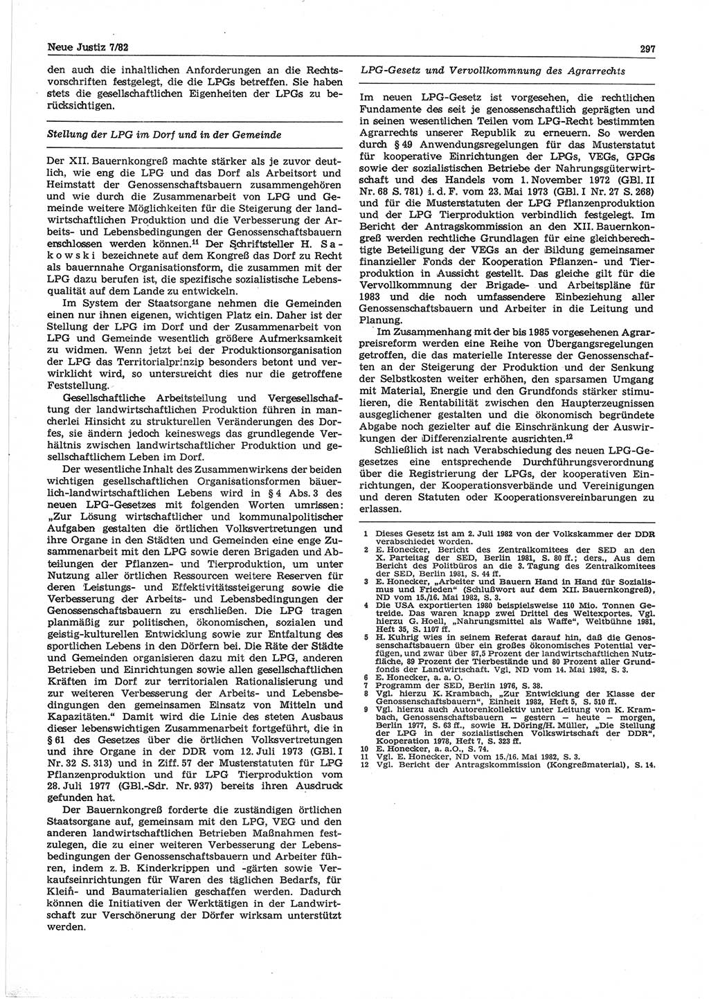 Neue Justiz (NJ), Zeitschrift für sozialistisches Recht und Gesetzlichkeit [Deutsche Demokratische Republik (DDR)], 36. Jahrgang 1982, Seite 297 (NJ DDR 1982, S. 297)