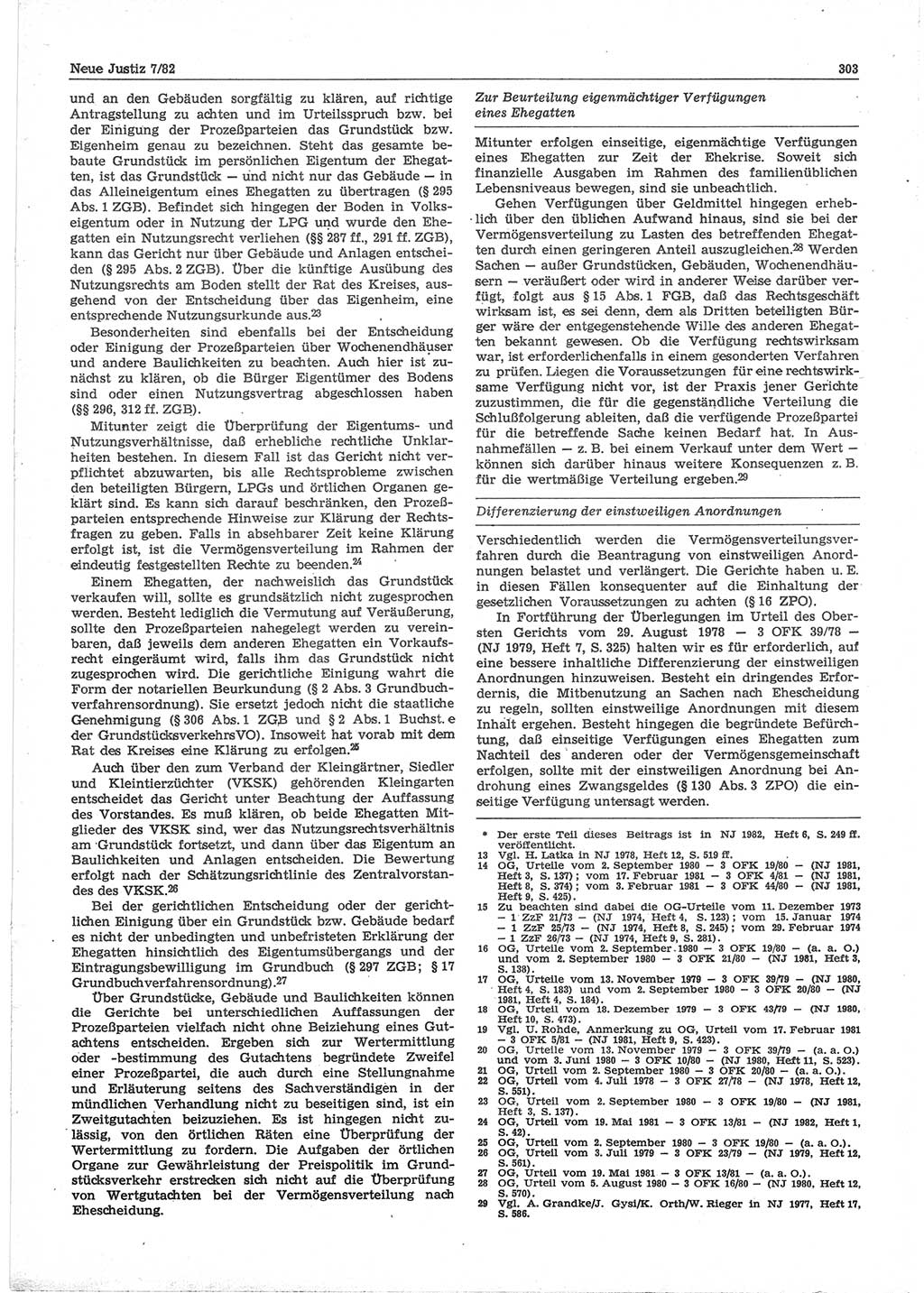 Neue Justiz (NJ), Zeitschrift für sozialistisches Recht und Gesetzlichkeit [Deutsche Demokratische Republik (DDR)], 36. Jahrgang 1982, Seite 303 (NJ DDR 1982, S. 303)