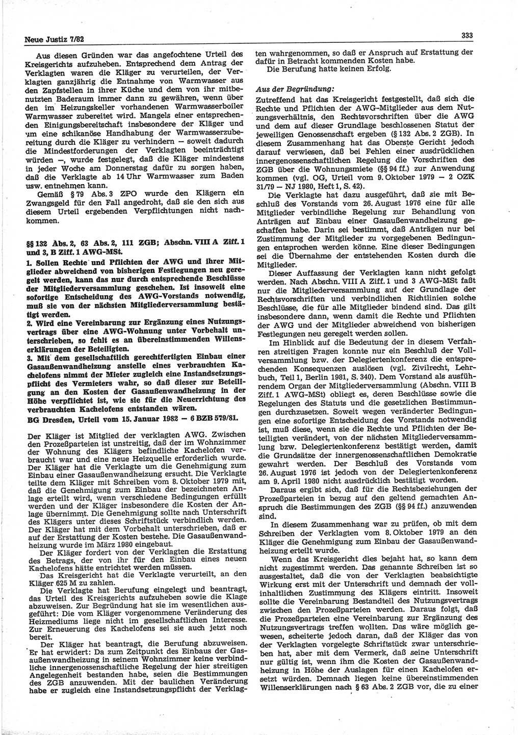 Neue Justiz (NJ), Zeitschrift für sozialistisches Recht und Gesetzlichkeit [Deutsche Demokratische Republik (DDR)], 36. Jahrgang 1982, Seite 333 (NJ DDR 1982, S. 333)