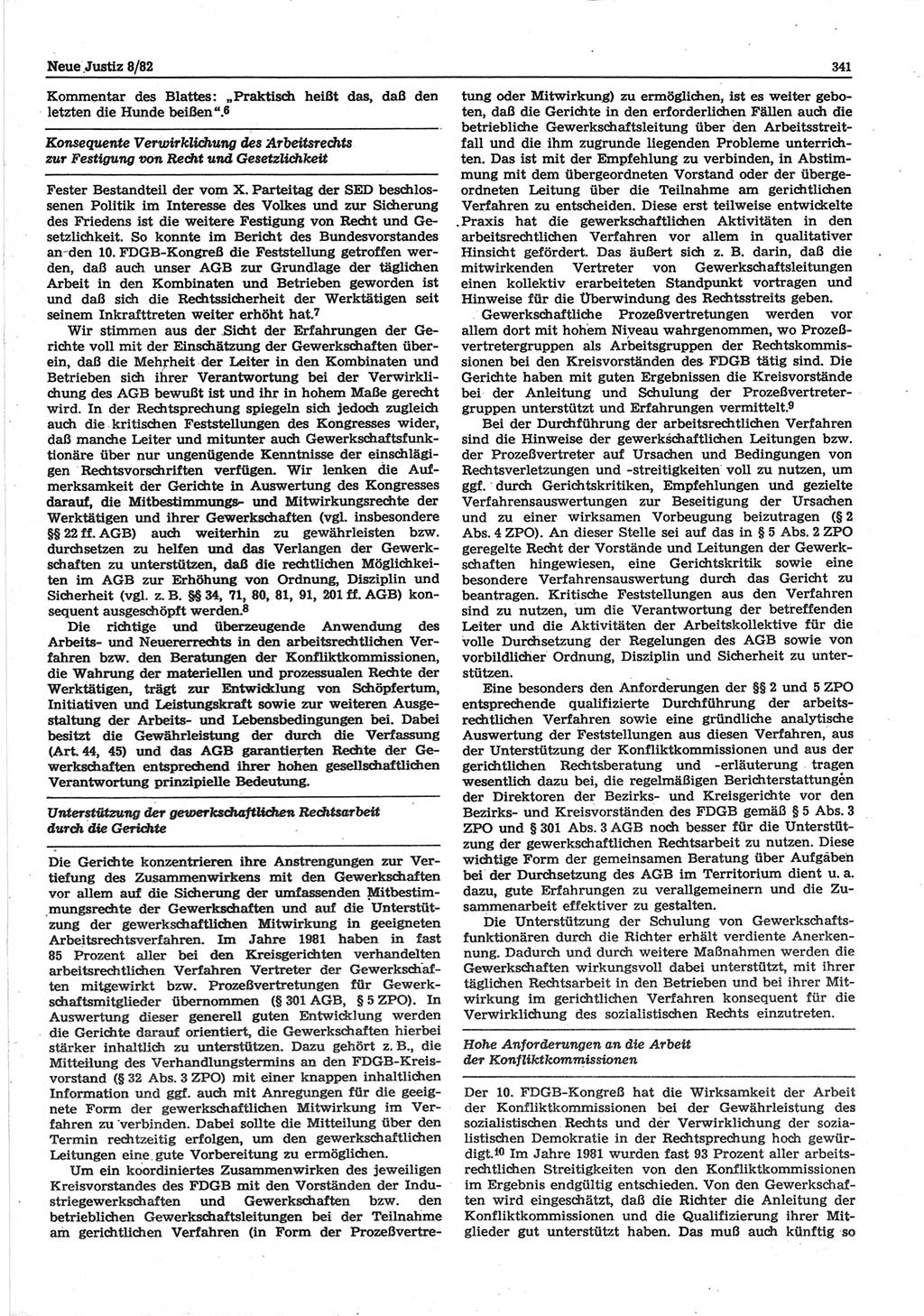 Neue Justiz (NJ), Zeitschrift für sozialistisches Recht und Gesetzlichkeit [Deutsche Demokratische Republik (DDR)], 36. Jahrgang 1982, Seite 341 (NJ DDR 1982, S. 341)