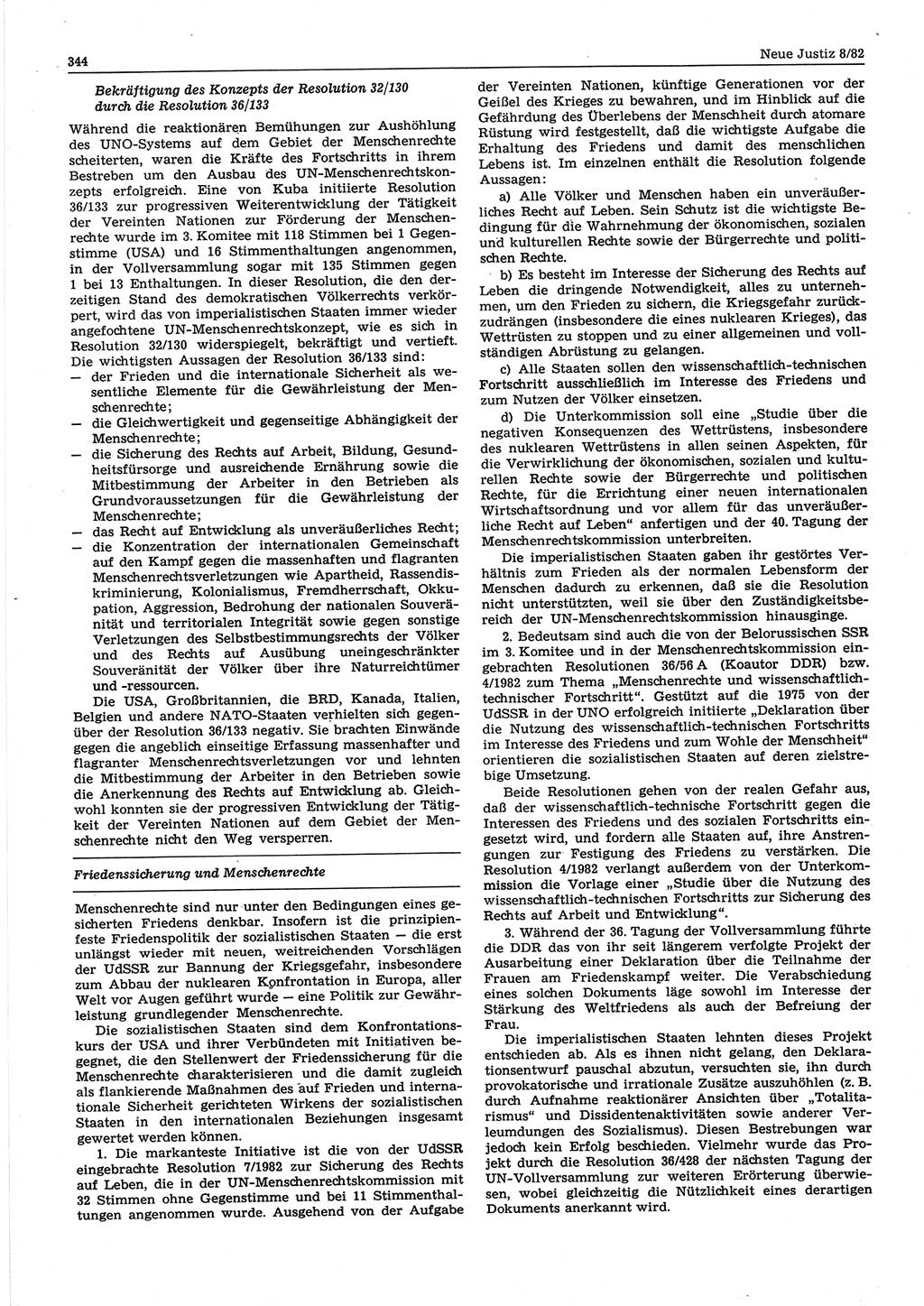 Neue Justiz (NJ), Zeitschrift für sozialistisches Recht und Gesetzlichkeit [Deutsche Demokratische Republik (DDR)], 36. Jahrgang 1982, Seite 344 (NJ DDR 1982, S. 344)