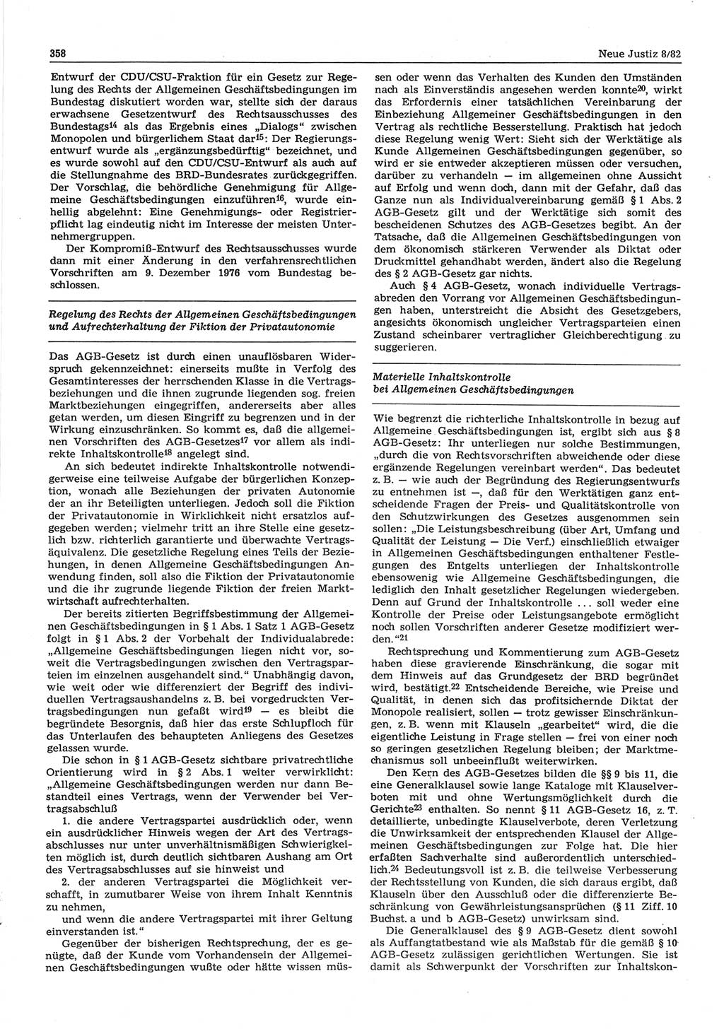 Neue Justiz (NJ), Zeitschrift für sozialistisches Recht und Gesetzlichkeit [Deutsche Demokratische Republik (DDR)], 36. Jahrgang 1982, Seite 358 (NJ DDR 1982, S. 358)