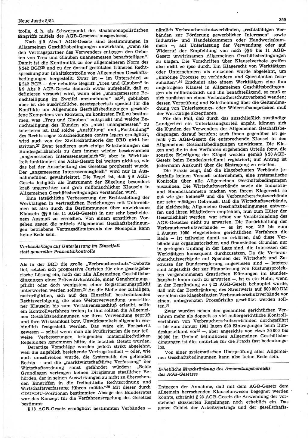 Neue Justiz (NJ), Zeitschrift für sozialistisches Recht und Gesetzlichkeit [Deutsche Demokratische Republik (DDR)], 36. Jahrgang 1982, Seite 359 (NJ DDR 1982, S. 359)