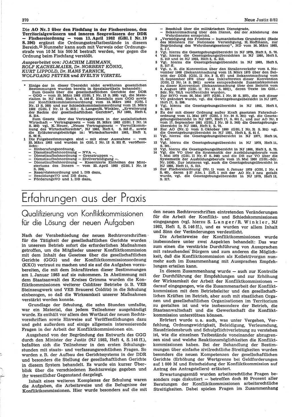 Neue Justiz (NJ), Zeitschrift für sozialistisches Recht und Gesetzlichkeit [Deutsche Demokratische Republik (DDR)], 36. Jahrgang 1982, Seite 370 (NJ DDR 1982, S. 370)