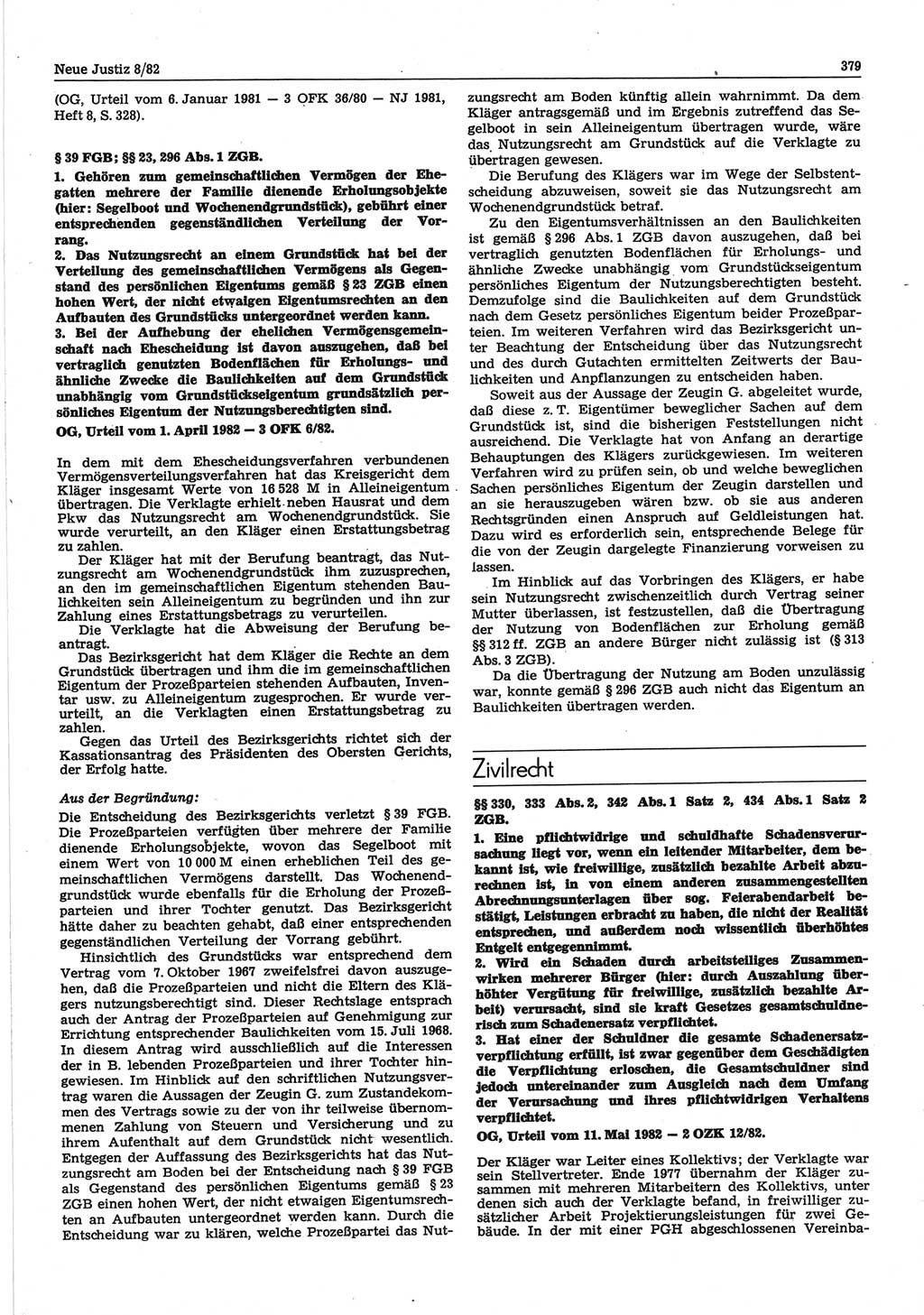 Neue Justiz (NJ), Zeitschrift für sozialistisches Recht und Gesetzlichkeit [Deutsche Demokratische Republik (DDR)], 36. Jahrgang 1982, Seite 379 (NJ DDR 1982, S. 379)