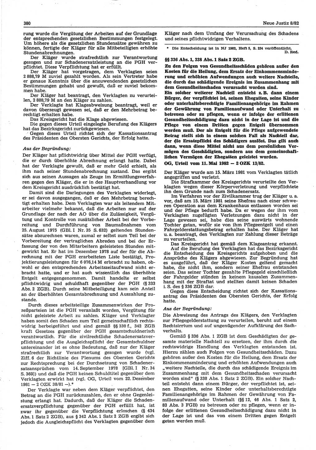 Neue Justiz (NJ), Zeitschrift für sozialistisches Recht und Gesetzlichkeit [Deutsche Demokratische Republik (DDR)], 36. Jahrgang 1982, Seite 380 (NJ DDR 1982, S. 380)