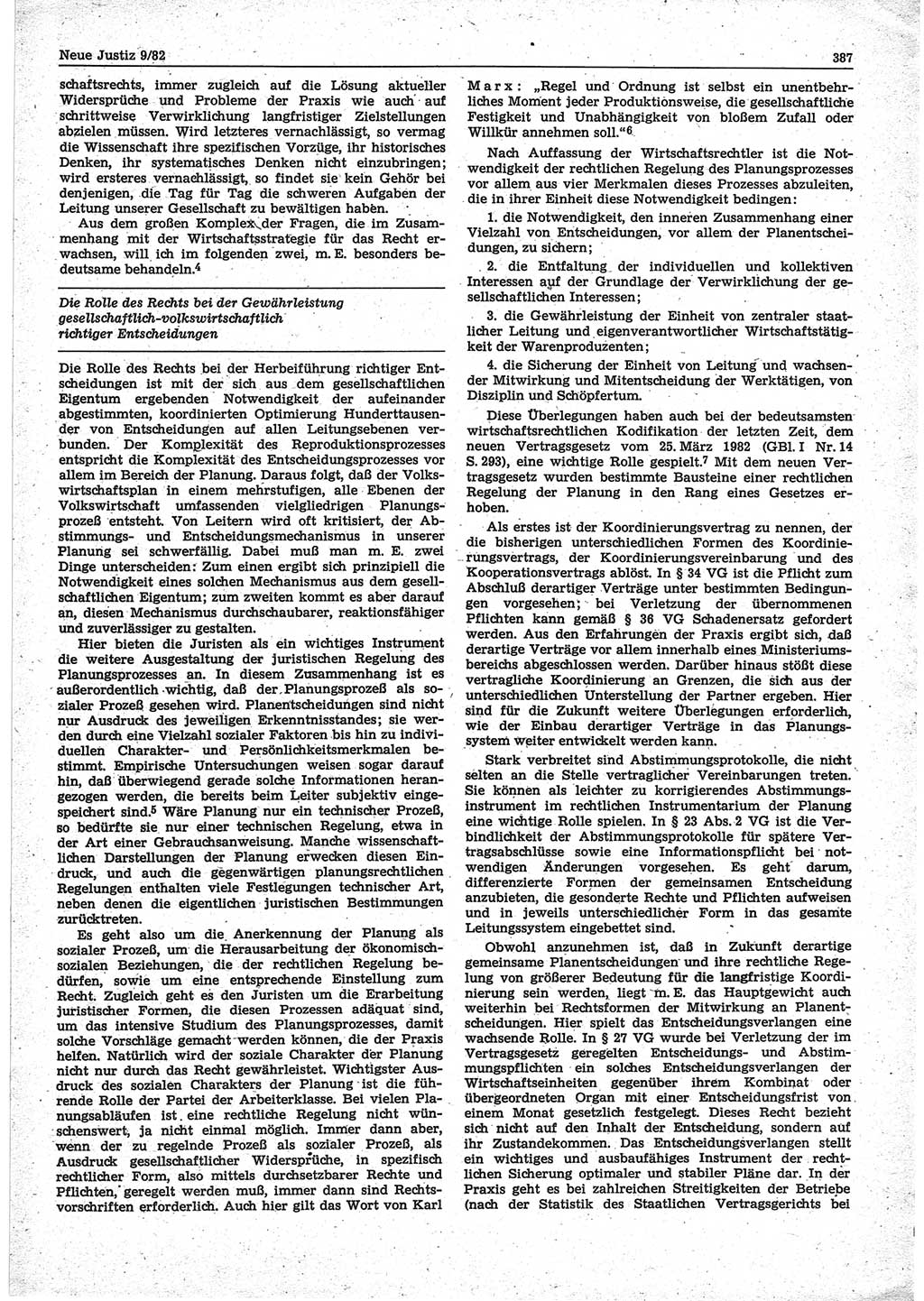 Neue Justiz (NJ), Zeitschrift für sozialistisches Recht und Gesetzlichkeit [Deutsche Demokratische Republik (DDR)], 36. Jahrgang 1982, Seite 387 (NJ DDR 1982, S. 387)