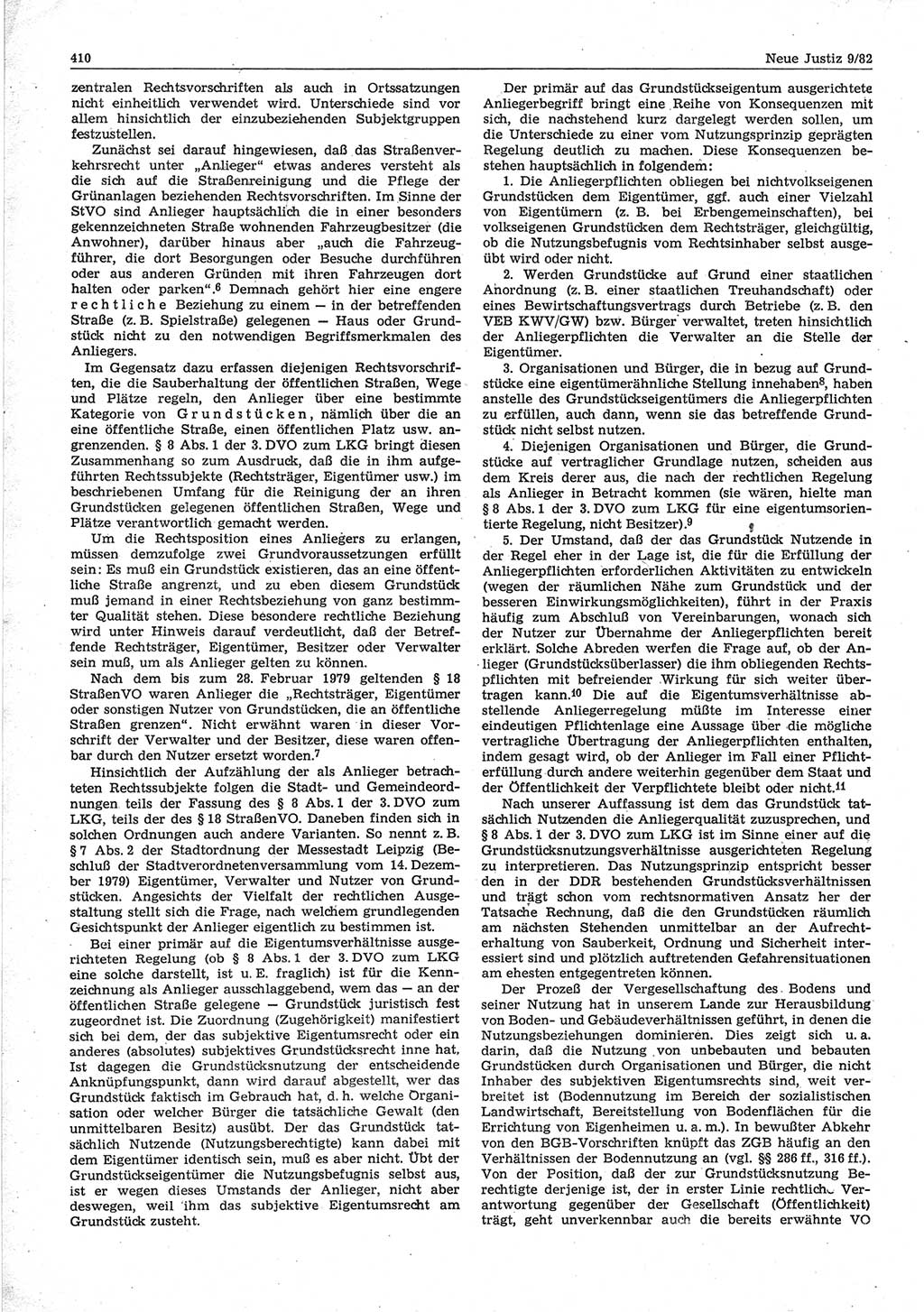 Neue Justiz (NJ), Zeitschrift für sozialistisches Recht und Gesetzlichkeit [Deutsche Demokratische Republik (DDR)], 36. Jahrgang 1982, Seite 410 (NJ DDR 1982, S. 410)