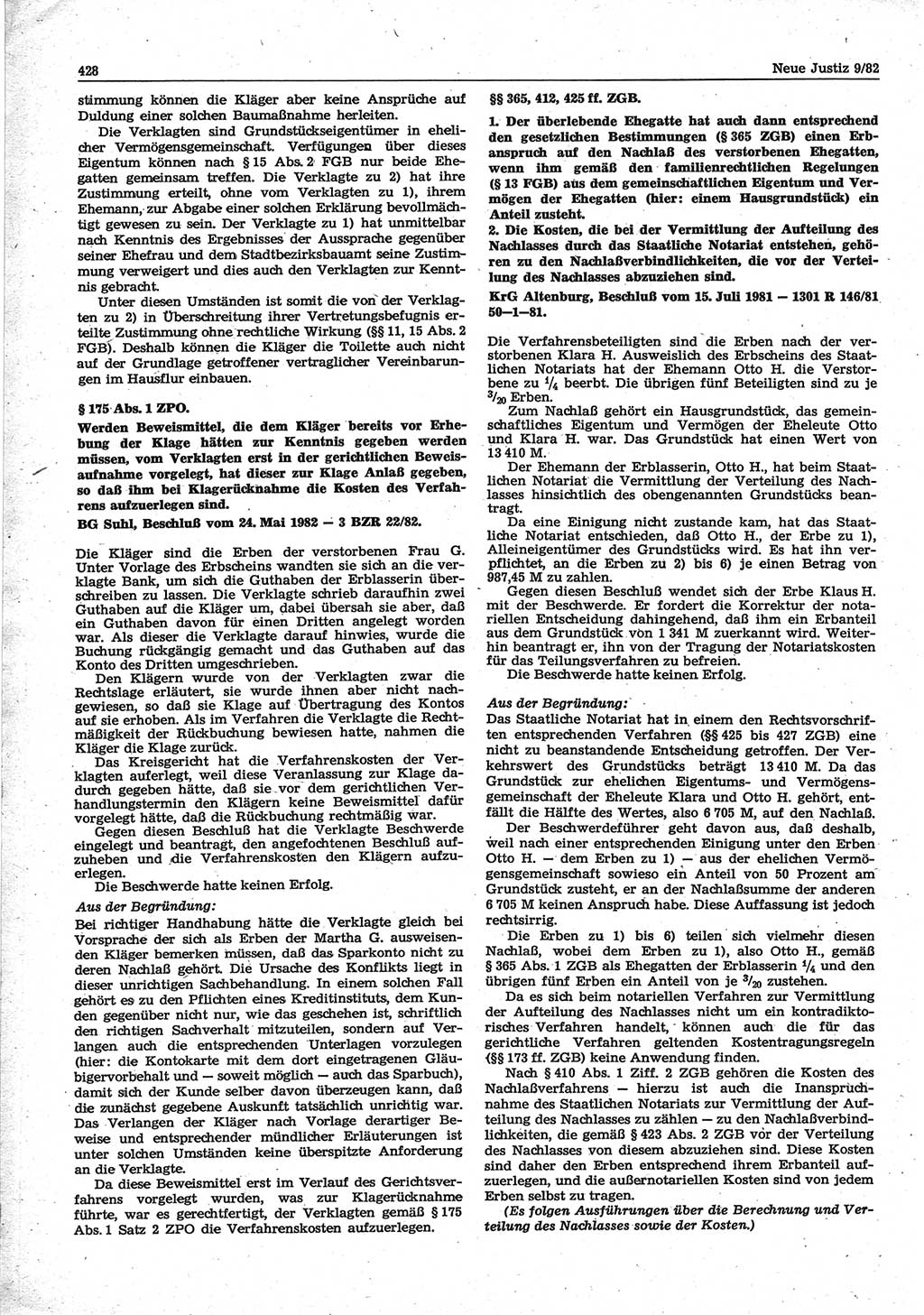 Neue Justiz (NJ), Zeitschrift für sozialistisches Recht und Gesetzlichkeit [Deutsche Demokratische Republik (DDR)], 36. Jahrgang 1982, Seite 428 (NJ DDR 1982, S. 428)