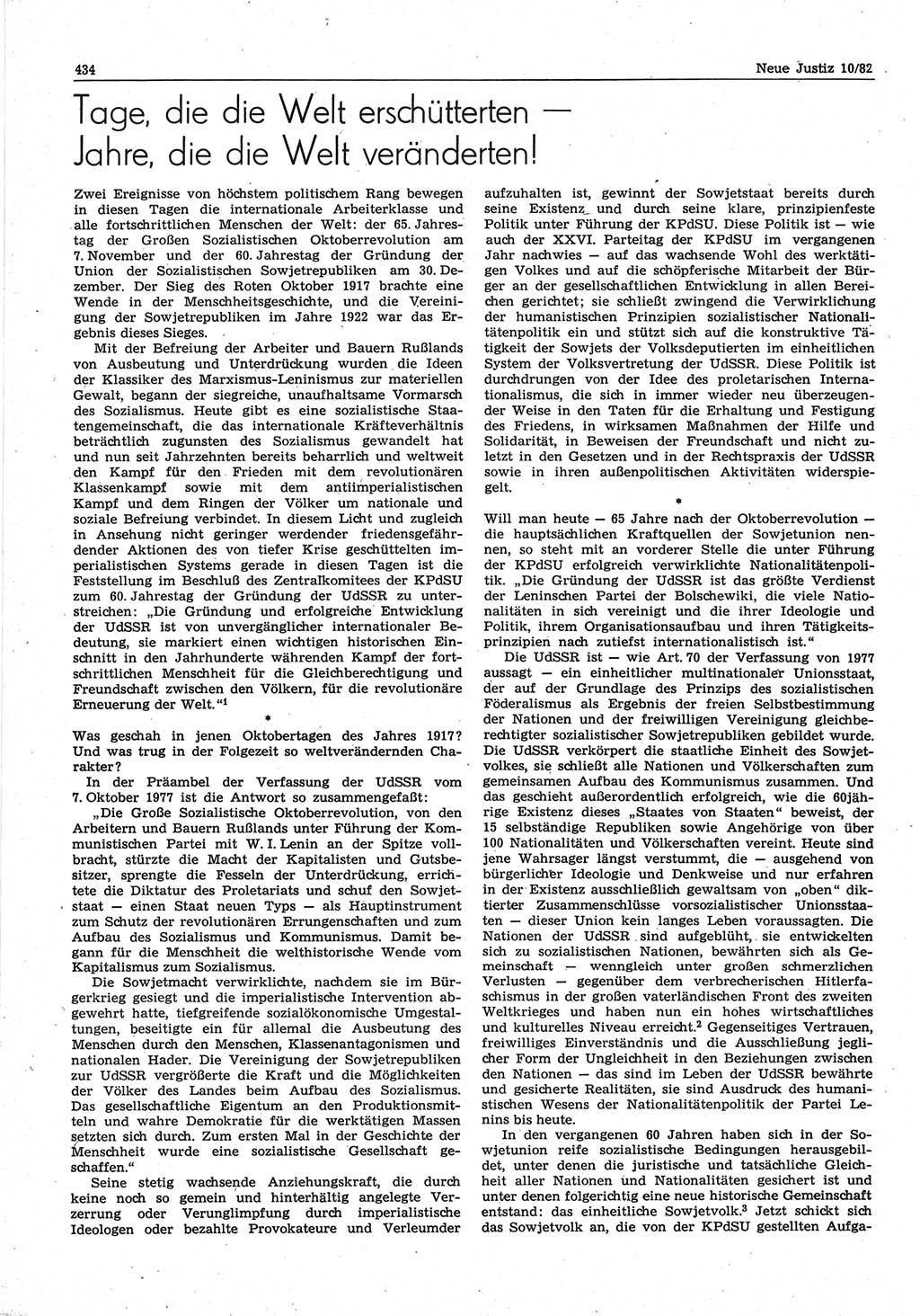 Neue Justiz (NJ), Zeitschrift für sozialistisches Recht und Gesetzlichkeit [Deutsche Demokratische Republik (DDR)], 36. Jahrgang 1982, Seite 434 (NJ DDR 1982, S. 434)