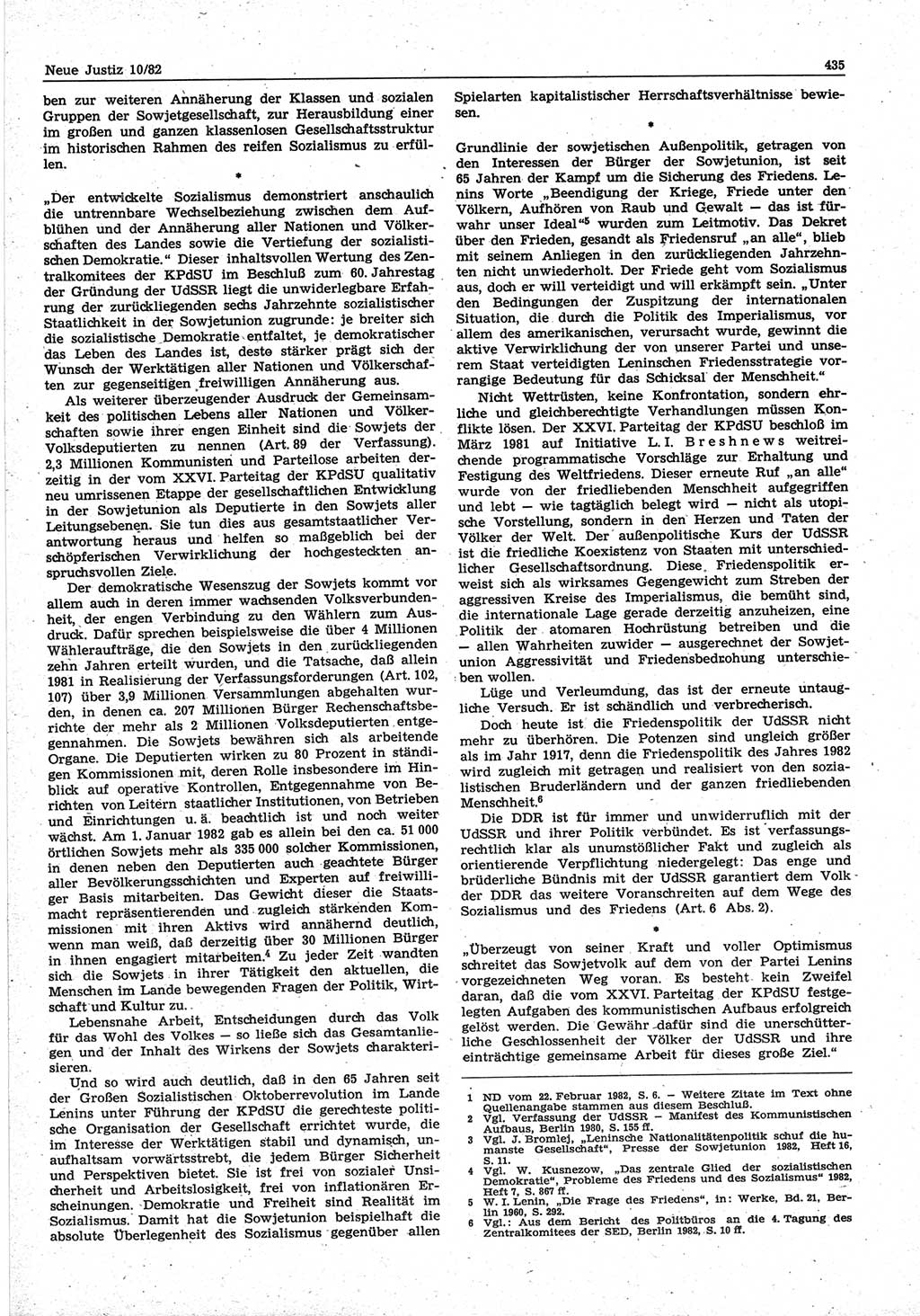 Neue Justiz (NJ), Zeitschrift für sozialistisches Recht und Gesetzlichkeit [Deutsche Demokratische Republik (DDR)], 36. Jahrgang 1982, Seite 435 (NJ DDR 1982, S. 435)