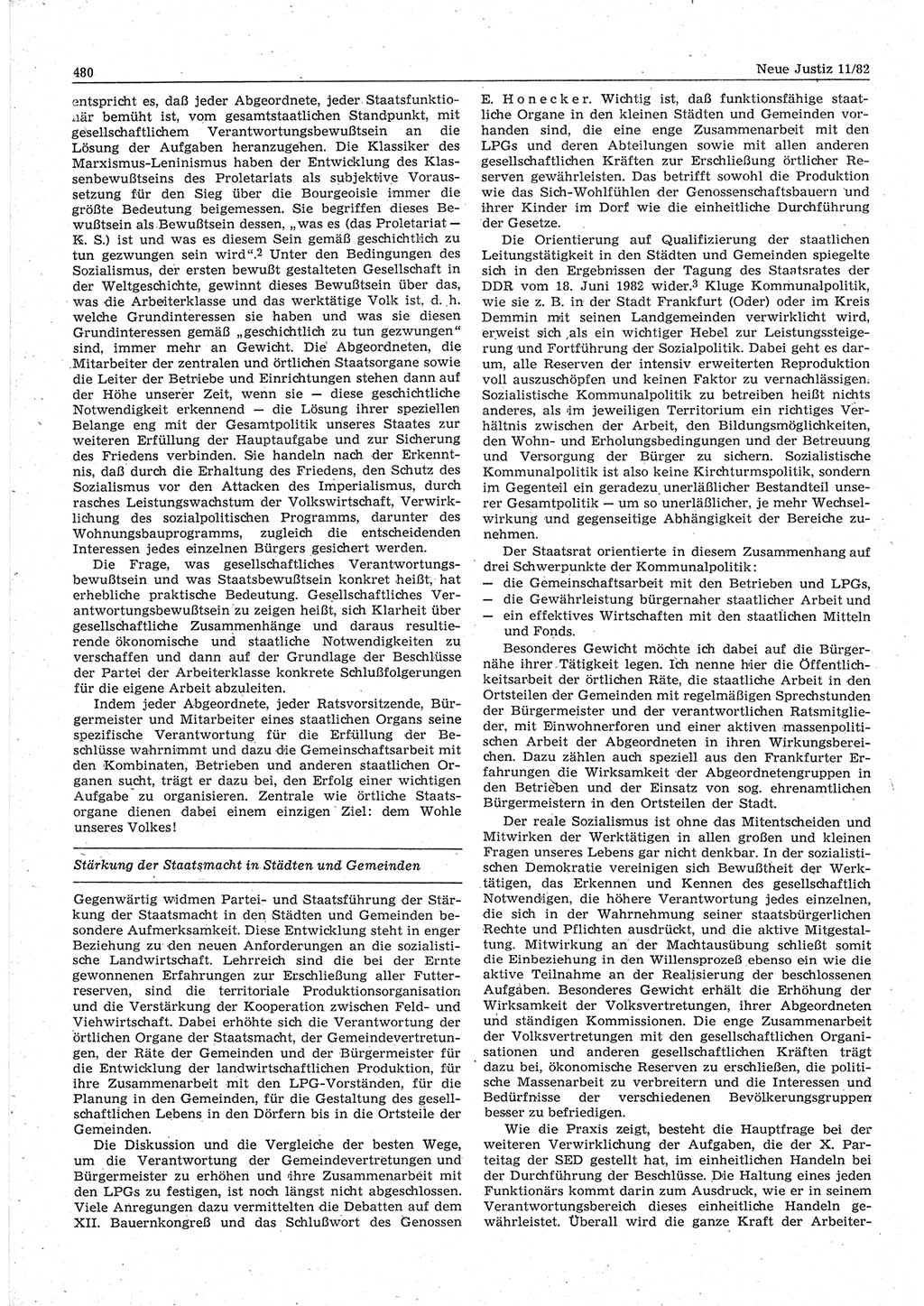 Neue Justiz (NJ), Zeitschrift für sozialistisches Recht und Gesetzlichkeit [Deutsche Demokratische Republik (DDR)], 36. Jahrgang 1982, Seite 480 (NJ DDR 1982, S. 480)