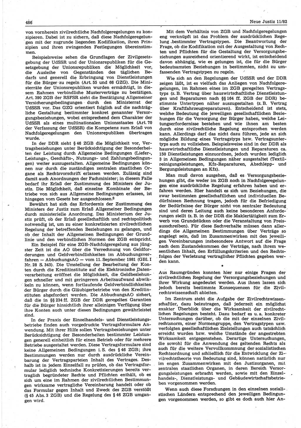 Neue Justiz (NJ), Zeitschrift für sozialistisches Recht und Gesetzlichkeit [Deutsche Demokratische Republik (DDR)], 36. Jahrgang 1982, Seite 486 (NJ DDR 1982, S. 486)