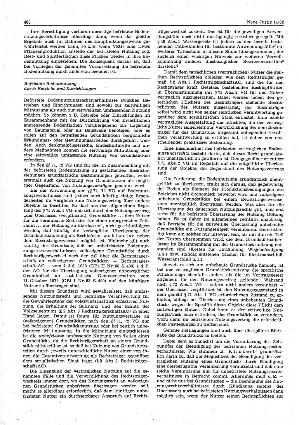 Neue Justiz (NJ), Zeitschrift für sozialistisches Recht und Gesetzlichkeit [Deutsche Demokratische Republik (DDR)], 36. Jahrgang 1982, Seite 488 (NJ DDR 1982, S. 488)
