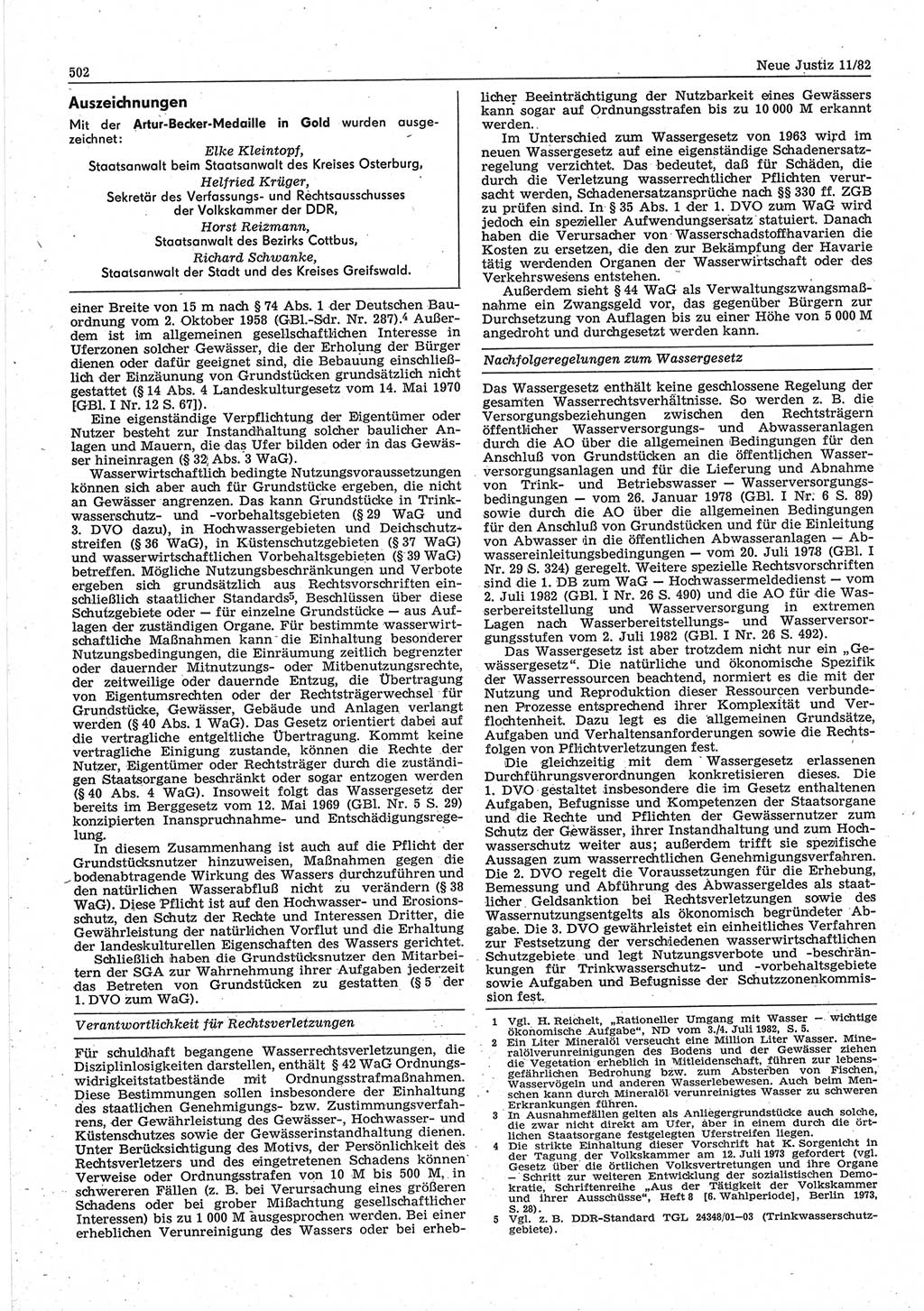 Neue Justiz (NJ), Zeitschrift für sozialistisches Recht und Gesetzlichkeit [Deutsche Demokratische Republik (DDR)], 36. Jahrgang 1982, Seite 502 (NJ DDR 1982, S. 502)