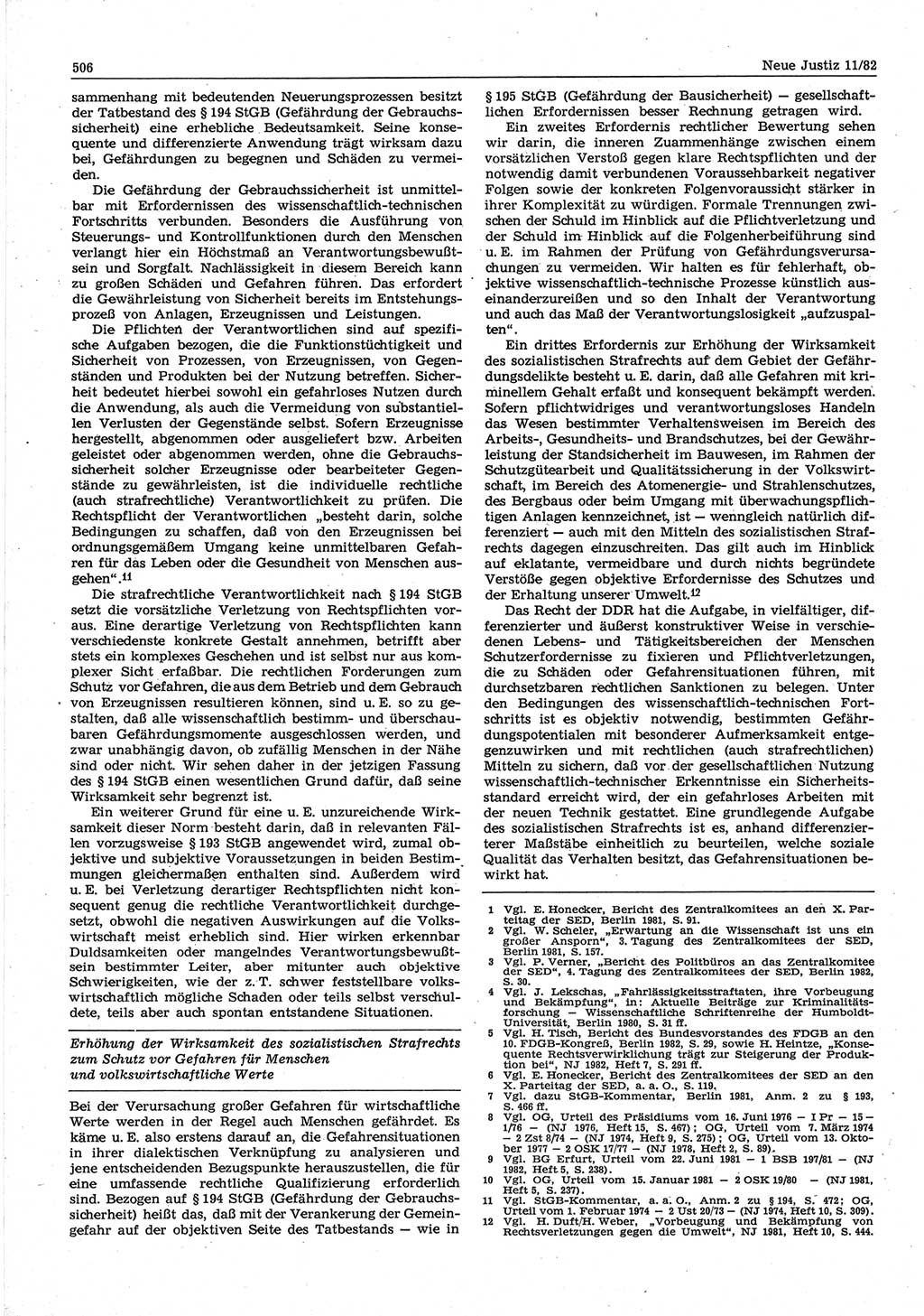 Neue Justiz (NJ), Zeitschrift für sozialistisches Recht und Gesetzlichkeit [Deutsche Demokratische Republik (DDR)], 36. Jahrgang 1982, Seite 506 (NJ DDR 1982, S. 506)