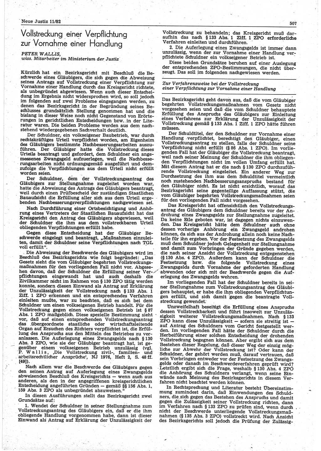 Neue Justiz (NJ), Zeitschrift für sozialistisches Recht und Gesetzlichkeit [Deutsche Demokratische Republik (DDR)], 36. Jahrgang 1982, Seite 507 (NJ DDR 1982, S. 507)
