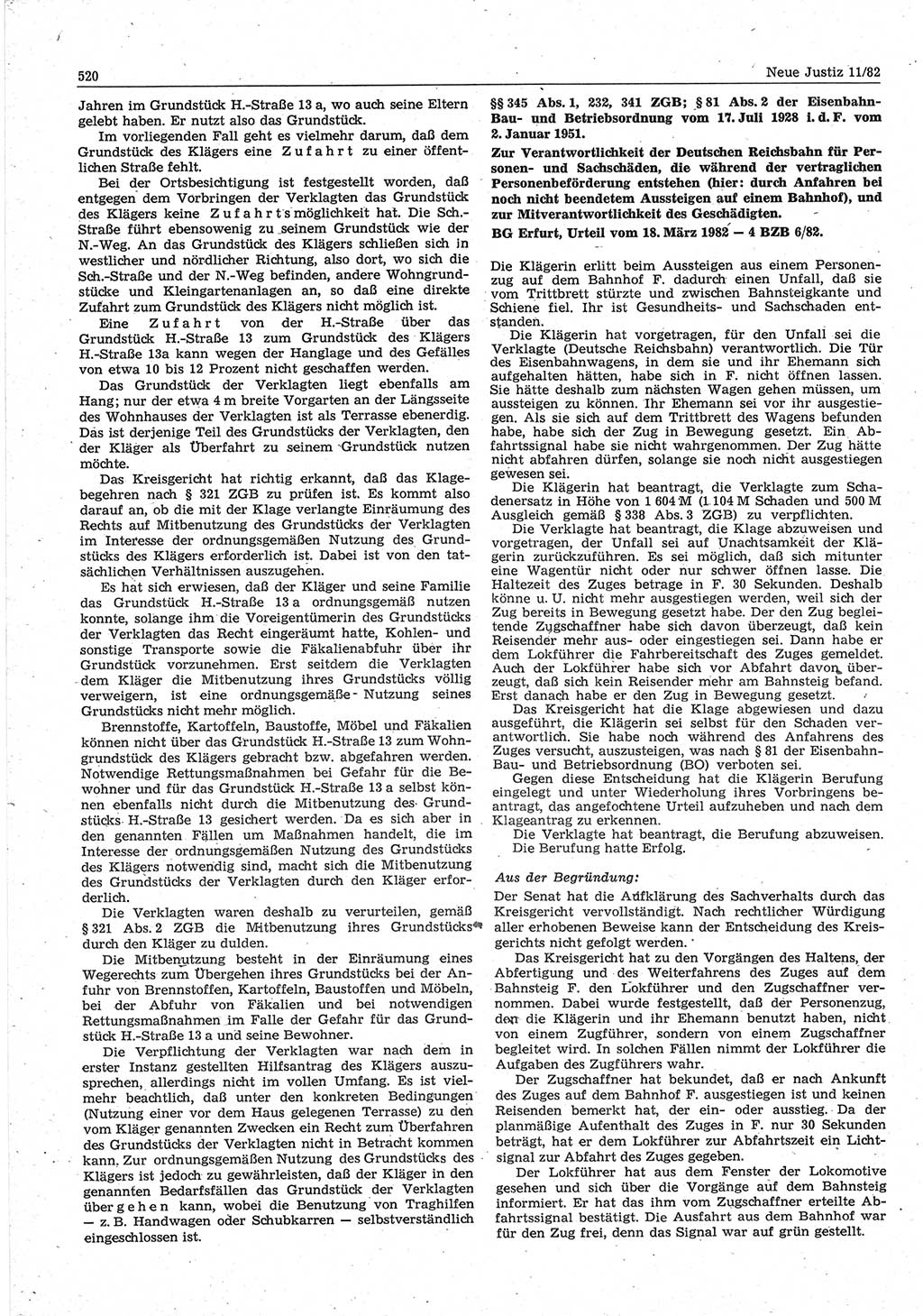 Neue Justiz (NJ), Zeitschrift für sozialistisches Recht und Gesetzlichkeit [Deutsche Demokratische Republik (DDR)], 36. Jahrgang 1982, Seite 520 (NJ DDR 1982, S. 520)