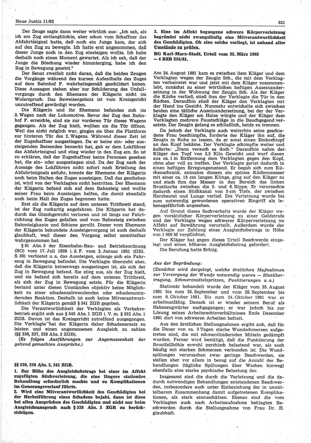 Neue Justiz (NJ), Zeitschrift für sozialistisches Recht und Gesetzlichkeit [Deutsche Demokratische Republik (DDR)], 36. Jahrgang 1982, Seite 521 (NJ DDR 1982, S. 521)