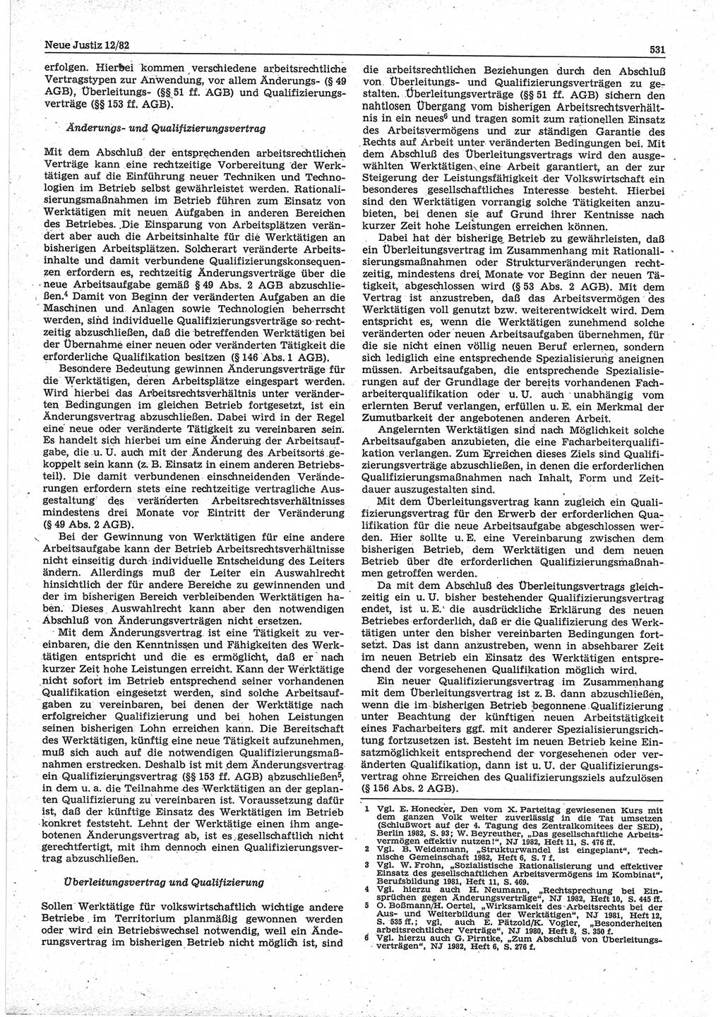 Neue Justiz (NJ), Zeitschrift für sozialistisches Recht und Gesetzlichkeit [Deutsche Demokratische Republik (DDR)], 36. Jahrgang 1982, Seite 531 (NJ DDR 1982, S. 531)