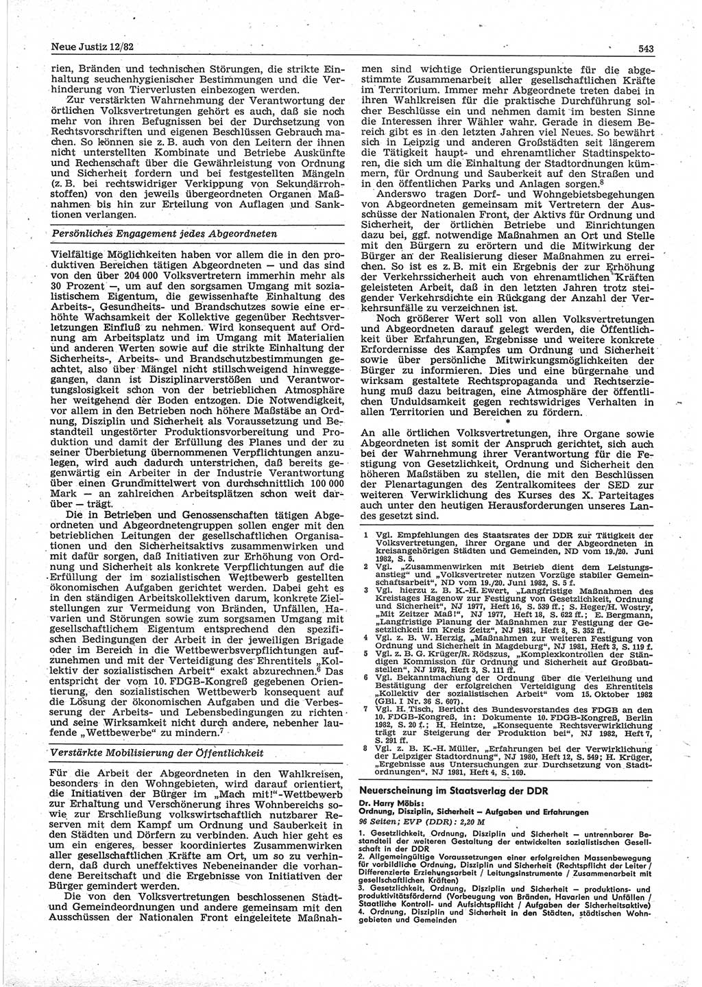 Neue Justiz (NJ), Zeitschrift für sozialistisches Recht und Gesetzlichkeit [Deutsche Demokratische Republik (DDR)], 36. Jahrgang 1982, Seite 543 (NJ DDR 1982, S. 543)
