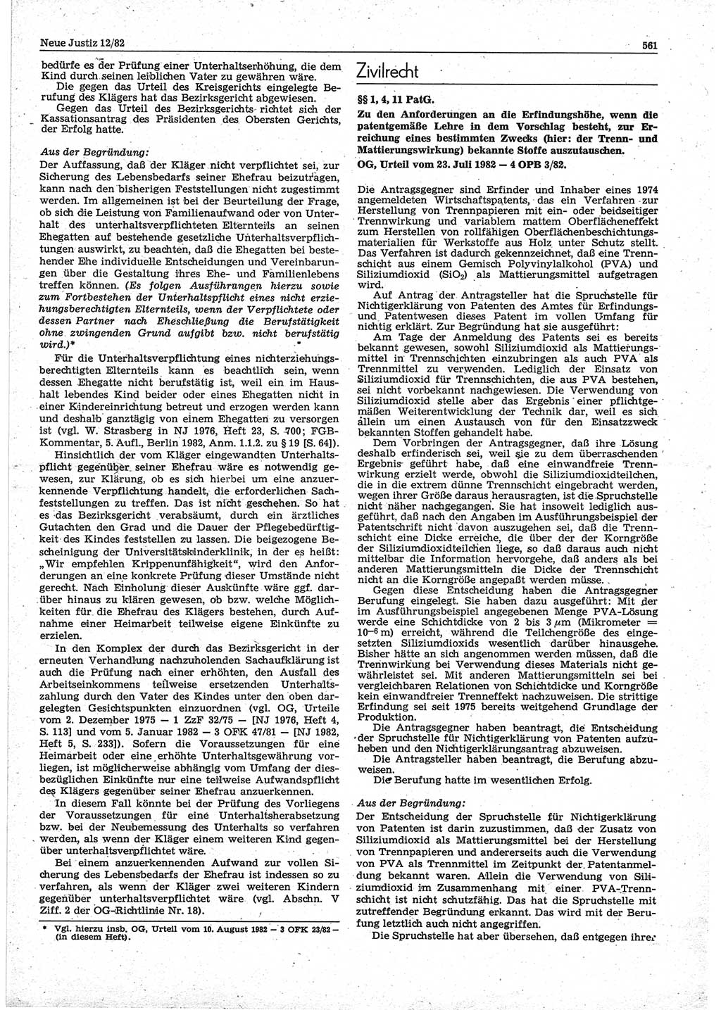 Neue Justiz (NJ), Zeitschrift für sozialistisches Recht und Gesetzlichkeit [Deutsche Demokratische Republik (DDR)], 36. Jahrgang 1982, Seite 561 (NJ DDR 1982, S. 561)