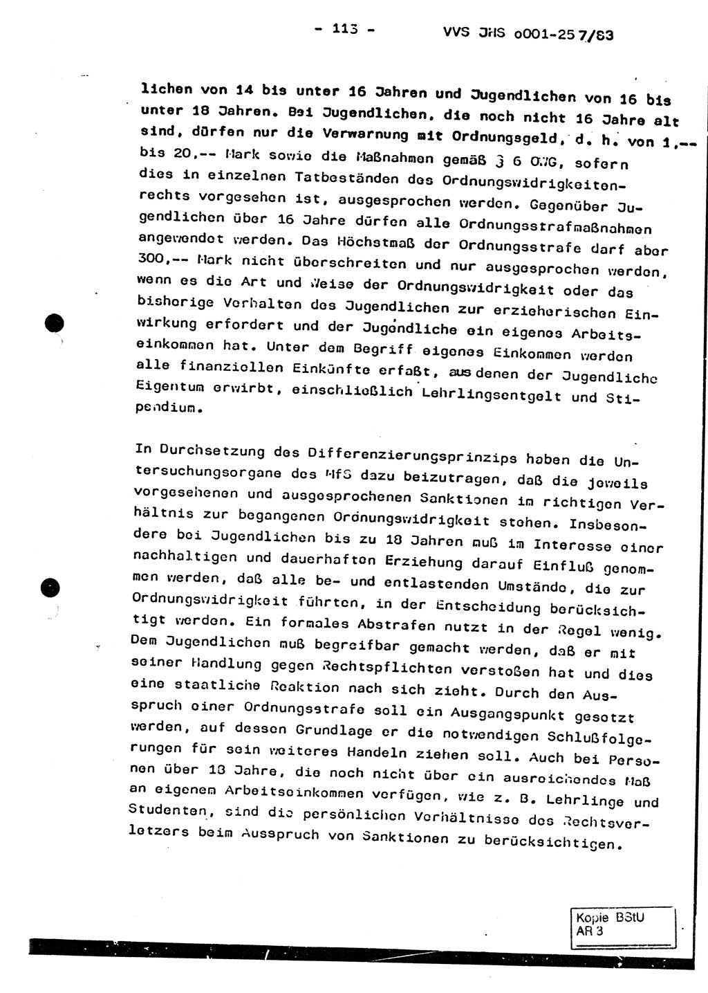 Dissertation, Oberst Helmut Lubas (BV Mdg.), Oberstleutnant Manfred Eschberger (HA IX), Oberleutnant Hans-Jürgen Ludwig (JHS), Ministerium für Staatssicherheit (MfS) [Deutsche Demokratische Republik (DDR)], Juristische Hochschule (JHS), Vertrauliche Verschlußsache (VVS) o001-257/83, Potsdam 1983, Seite 113 (Diss. MfS DDR JHS VVS o001-257/83 1983, S. 113)