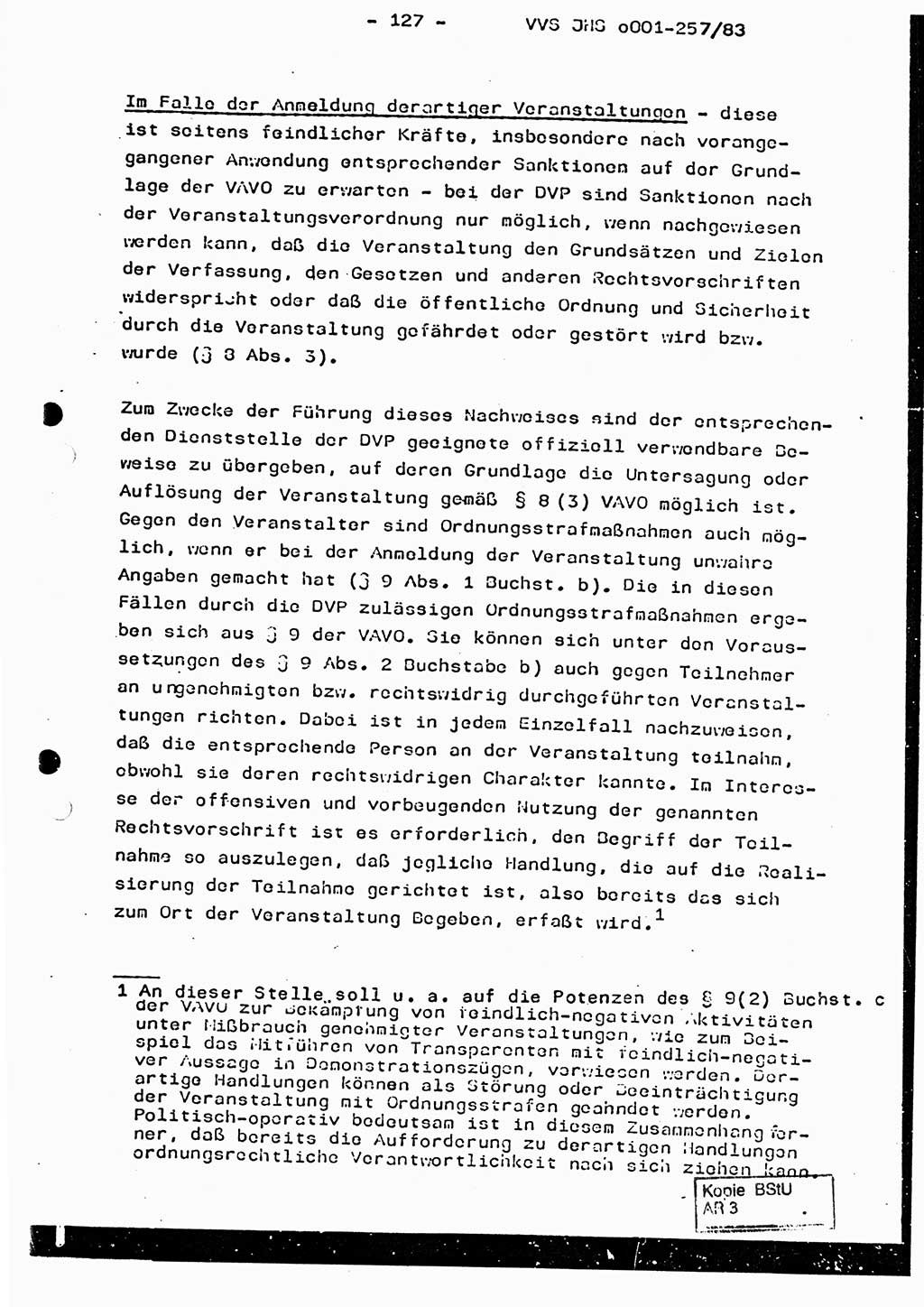 Dissertation, Oberst Helmut Lubas (BV Mdg.), Oberstleutnant Manfred Eschberger (HA IX), Oberleutnant Hans-Jürgen Ludwig (JHS), Ministerium für Staatssicherheit (MfS) [Deutsche Demokratische Republik (DDR)], Juristische Hochschule (JHS), Vertrauliche Verschlußsache (VVS) o001-257/83, Potsdam 1983, Seite 127 (Diss. MfS DDR JHS VVS o001-257/83 1983, S. 127)