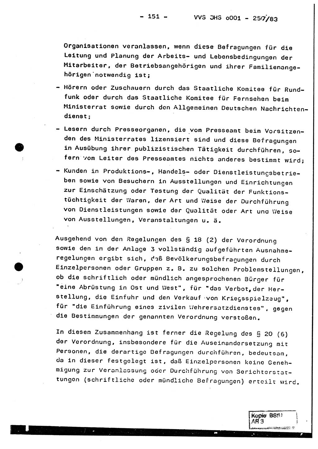 Dissertation, Oberst Helmut Lubas (BV Mdg.), Oberstleutnant Manfred Eschberger (HA IX), Oberleutnant Hans-Jürgen Ludwig (JHS), Ministerium für Staatssicherheit (MfS) [Deutsche Demokratische Republik (DDR)], Juristische Hochschule (JHS), Vertrauliche Verschlußsache (VVS) o001-257/83, Potsdam 1983, Seite 151 (Diss. MfS DDR JHS VVS o001-257/83 1983, S. 151)