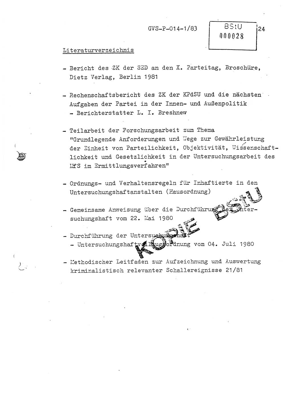 Fachschulabschlußarbeit Leutnant Dirk Autentrieb (HA Ⅸ/AKG), Ministerium für Staatssicherheit (MfS) [Deutsche Demokratische Republik (DDR)], Hauptabteilung (HA) Ⅸ, Geheime Verschlußsache (GVS) P-014-1/83, Berlin 1983, Blatt 24 (FS-Abschl.-Arb. MfS DDR HA Ⅸ GVS P-014-1/83 1983, Bl. 24)