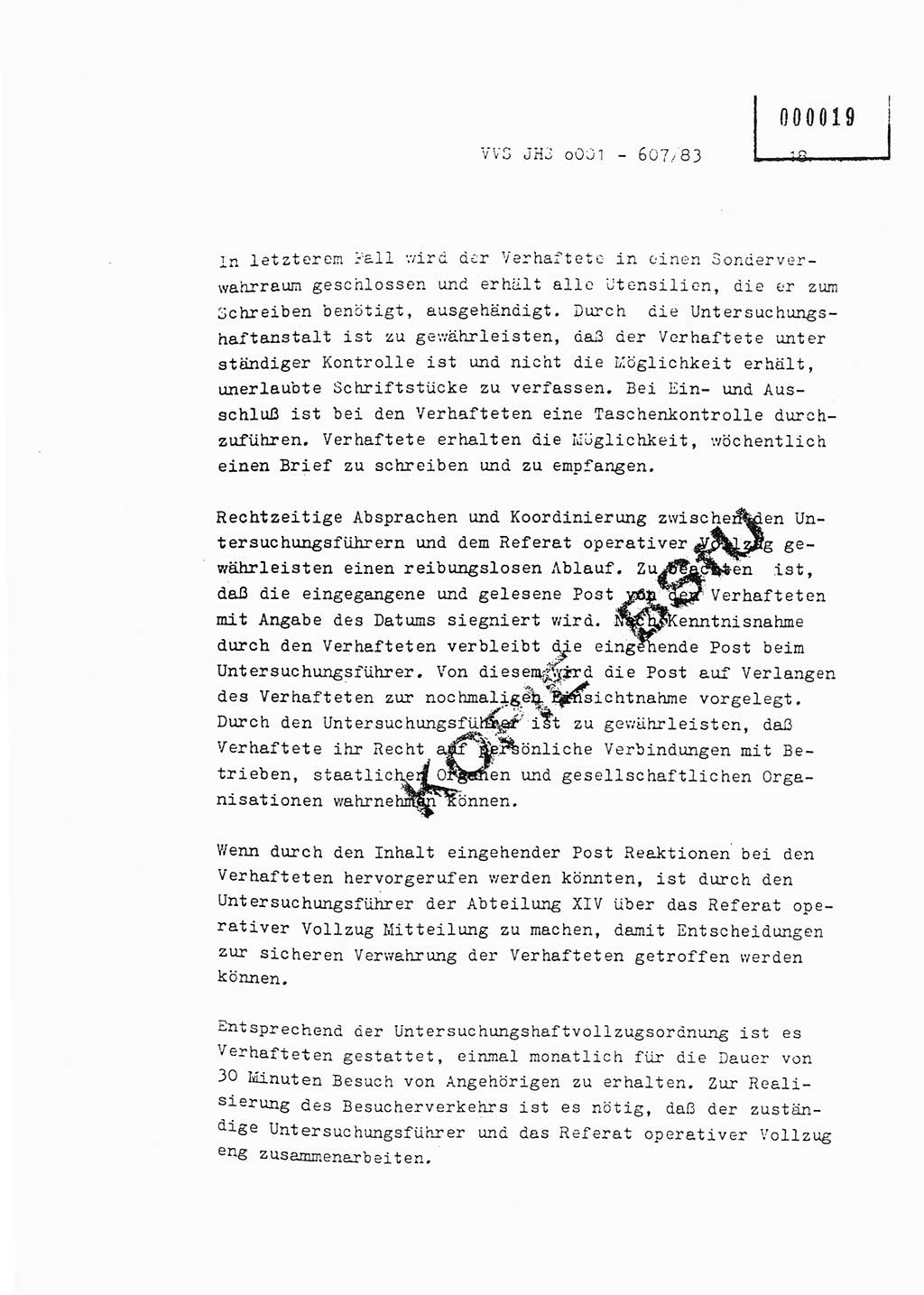 Fachschulabschlußarbeit Oberleutnant Hans-Joachim Saltmann (BV Rostock Abt. ⅩⅣ), Ministerium für Staatssicherheit (MfS) [Deutsche Demokratische Republik (DDR)], Juristische Hochschule (JHS), Vertrauliche Verschlußsache (VVS) o001-607/83, Potsdam 1983, Seite 18 (FS-Abschl.-Arb. MfS DDR JHS VVS o001-607/83 1983, S. 18)