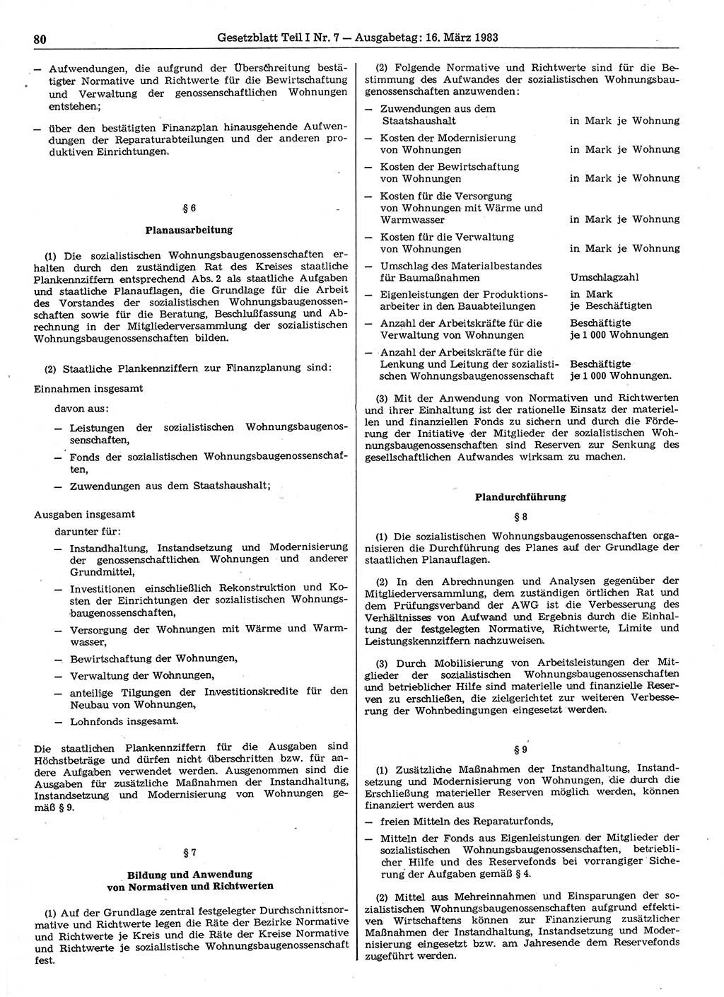 Gesetzblatt (GBl.) der Deutschen Demokratischen Republik (DDR) Teil Ⅰ 1983, Seite 80 (GBl. DDR Ⅰ 1983, S. 80)