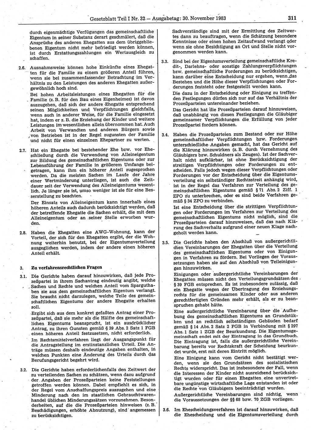 Gesetzblatt (GBl.) der Deutschen Demokratischen Republik (DDR) Teil Ⅰ 1983, Seite 311 (GBl. DDR Ⅰ 1983, S. 311)