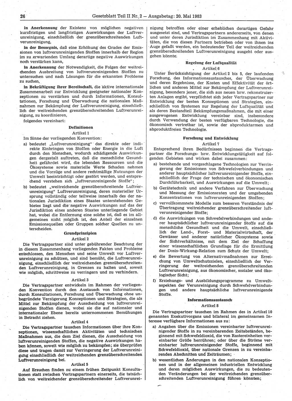 Gesetzblatt (GBl.) der Deutschen Demokratischen Republik (DDR) Teil ⅠⅠ 1983, Seite 26 (GBl. DDR ⅠⅠ 1983, S. 26)
