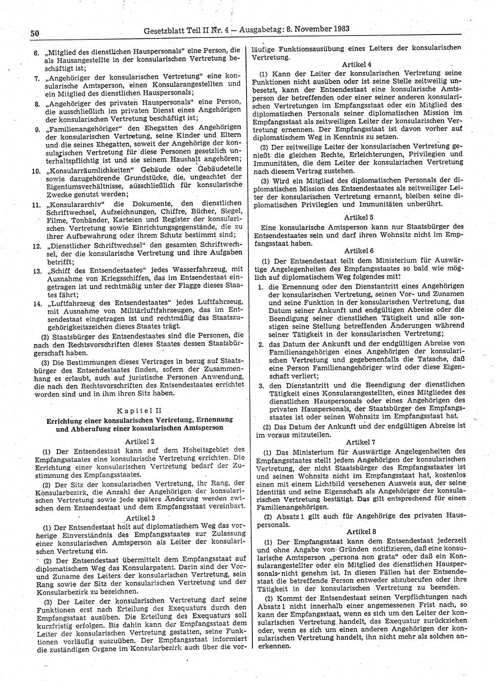 Gesetzblatt (GBl.) der Deutschen Demokratischen Republik (DDR) Teil ⅠⅠ 1983, Seite 50 (GBl. DDR ⅠⅠ 1983, S. 50)